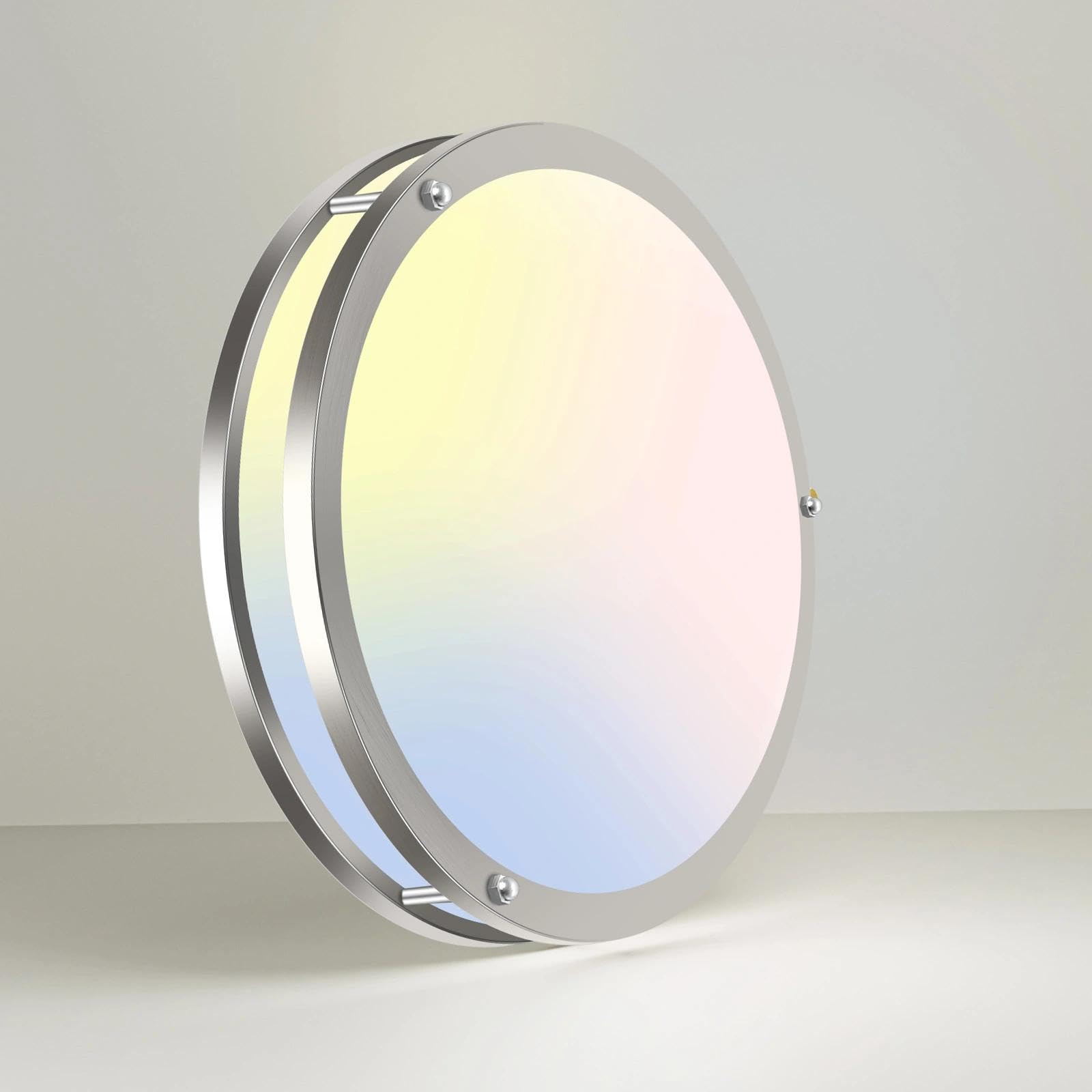 libtit 13-Inch Flush Mount Ceiling Lights, Dimmable 3000K-6500K Adjustable LED Ceiling Light, 24W Round Slim Light Fixture, Brushed Nickel for Kitchen, Bedroom, Bathroom, Hallway-ETL Listed