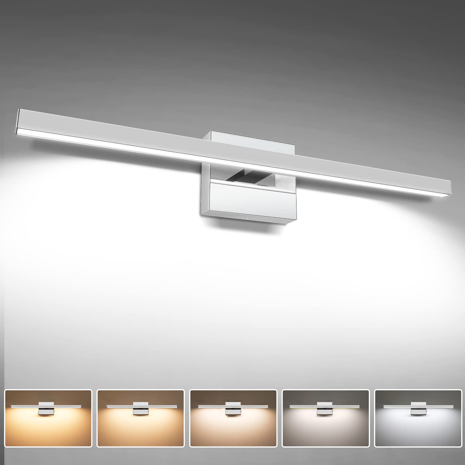 VOLISUN Modern Bathroom Vanity Light 23.6 inch, 14W Dimmable 5CCT Led Bathroom Light Fixture Over Mirror, Black Bar Vanity Light for Bathrooms Mirror Cabinets Bedroom-ETL Certificated