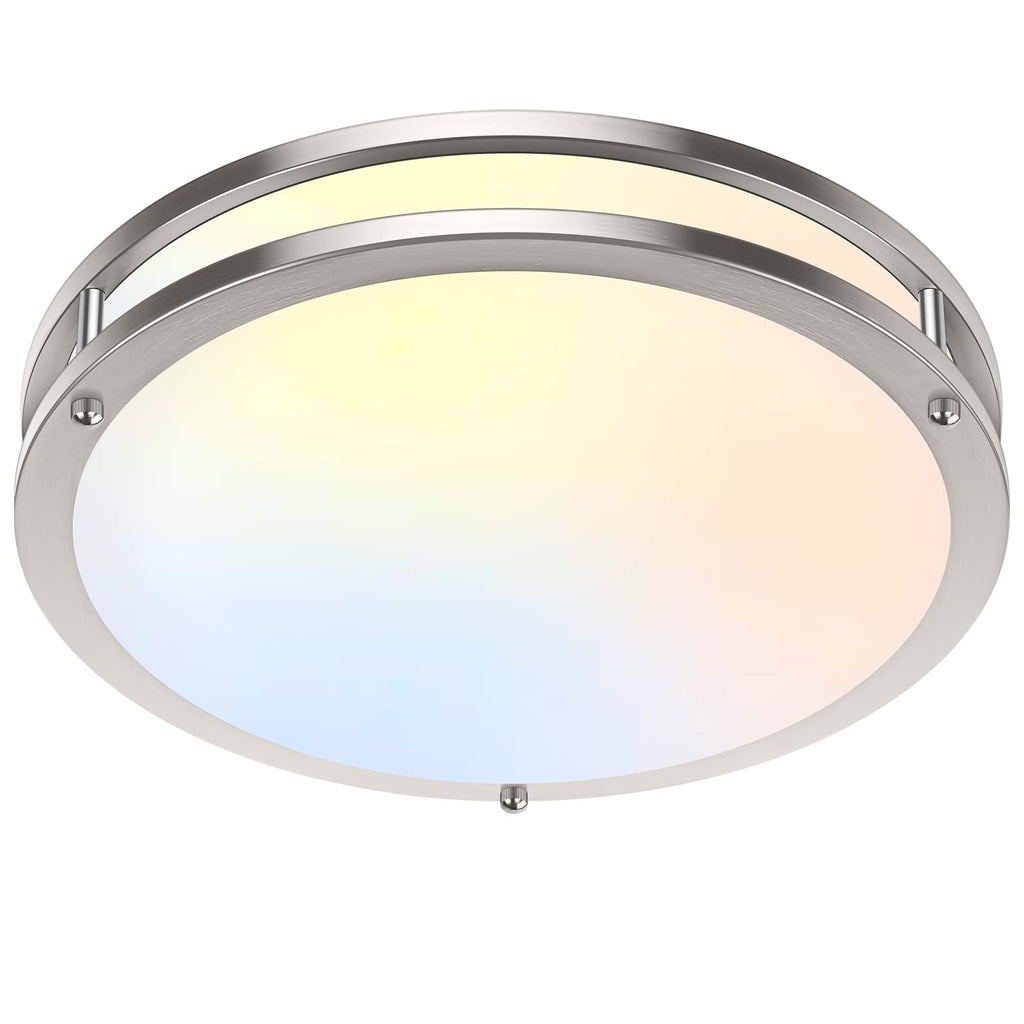 36W LED Ceiling Lights 3600lm Super Bright, Dimmable Flush Mount Light Fixtures 6500K/5000K/4000K/3000K/2700K Adjusted Modern Ceiling Lights 2PACK, 13 Inch Ceiling Lamps for Bedroom Kitchen, Nickle
