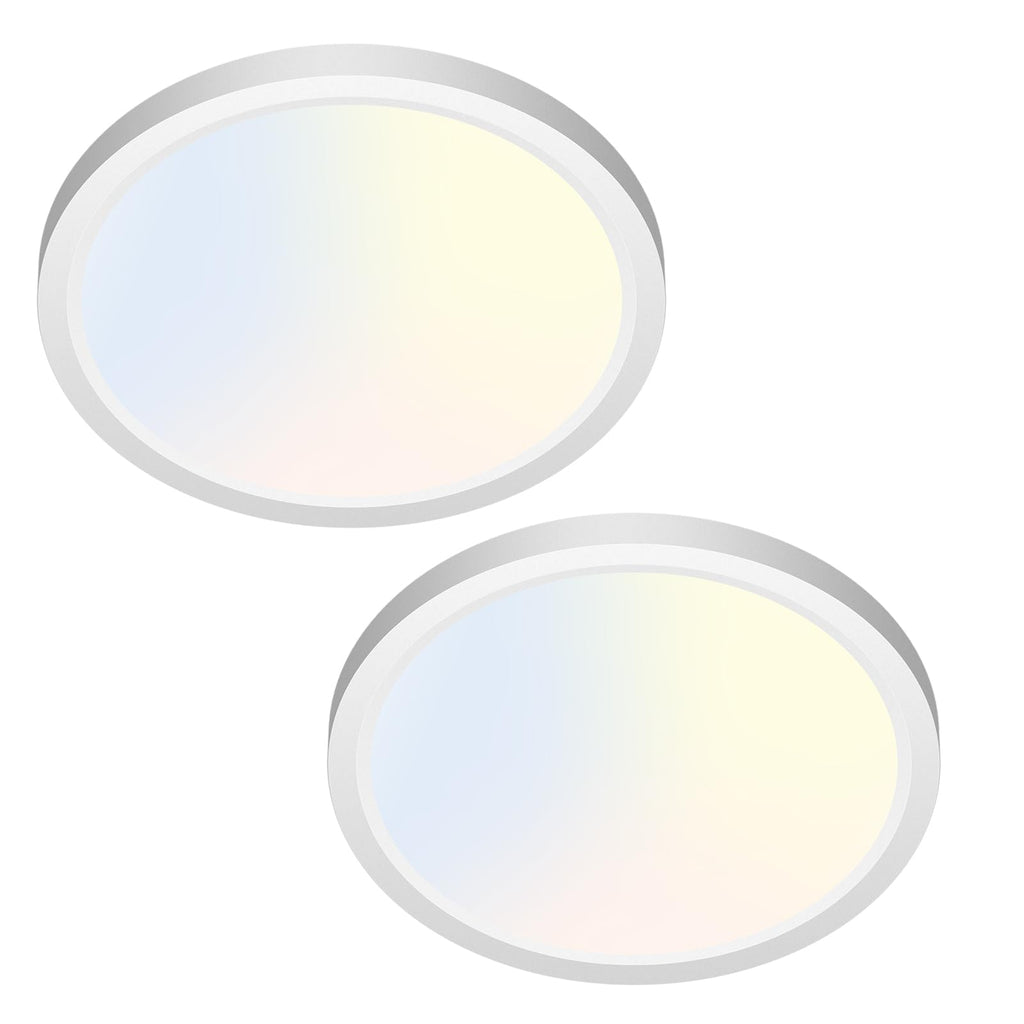 zemty 6Pack 12-Inch LED Flush Mount Ceiling Lights, 24W 3200Lumens 5 CCT Adjustable (3000K-6500K), Round Bright Light Fixture for Bedroom Kitchen Bathroom Hallway Closet(White)