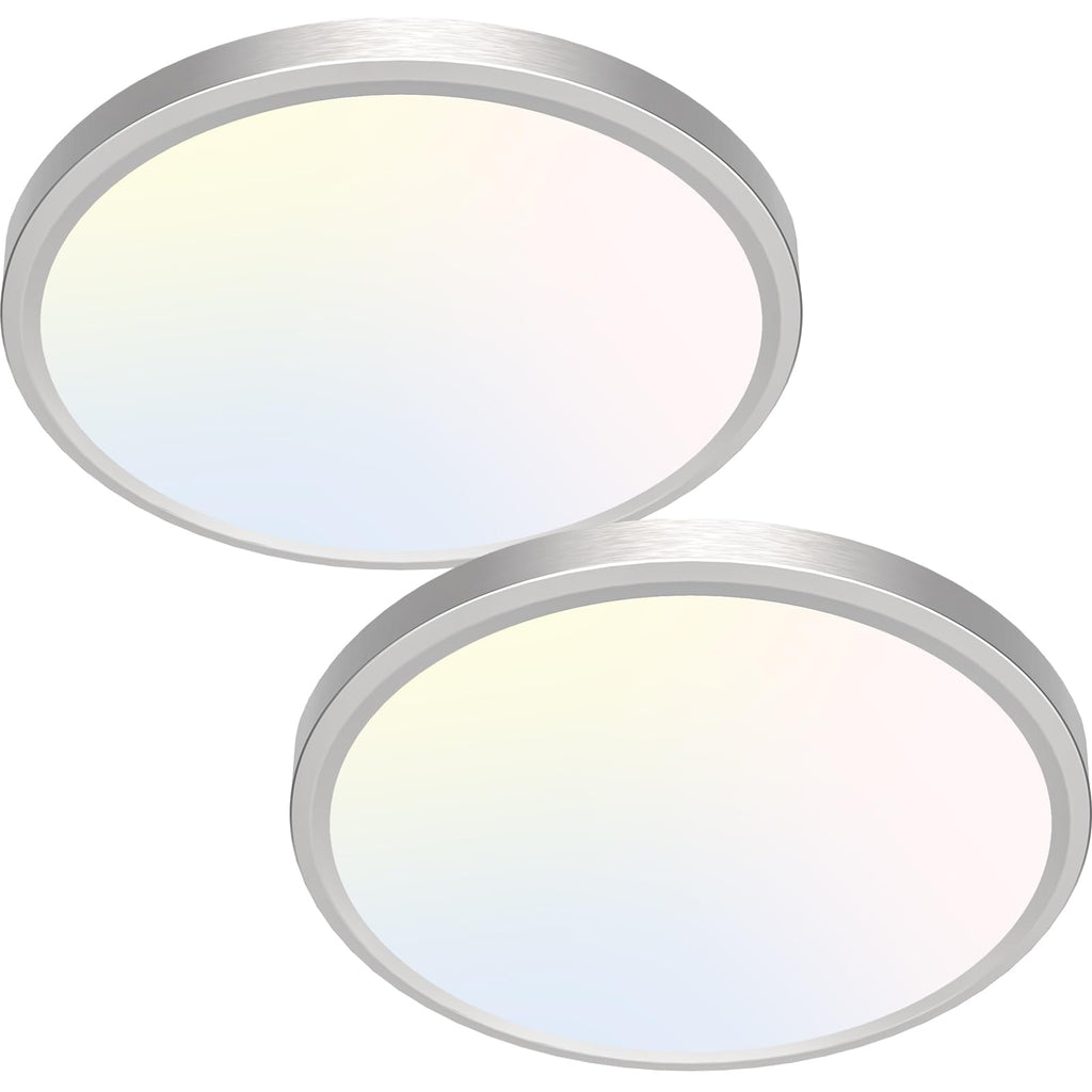 zemty 6Pack 12-Inch LED Flush Mount Ceiling Lights, 24W 3200Lumens 5 CCT Adjustable (3000K-6500K), Round Bright Light Fixture for Bedroom Kitchen Bathroom Hallway Closet(White)