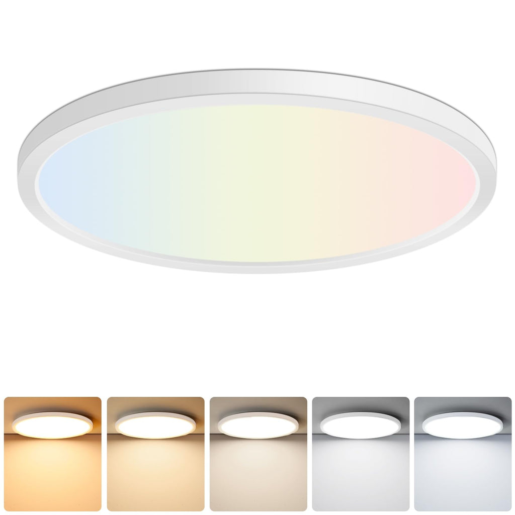 Brightever 4Pack LED Flush Mount Ceiling Light Fixture, 12 Inch 24W, Super Slim 0.67 Inch, 3200LM, Dimmable & 2700K-6500K 5 Color Selectable LED Ceiling Lights for Bedroom