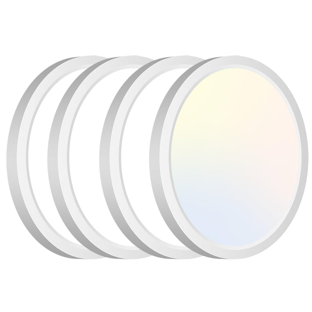 zemty 6Pack 12-Inch LED Flush Mount Ceiling Lights, 24W 3200Lumens 5 CCT Adjustable (3000K-6500K), Round Bright Light Fixture for Bedroom Kitchen Bathroom Hallway Closet(White)