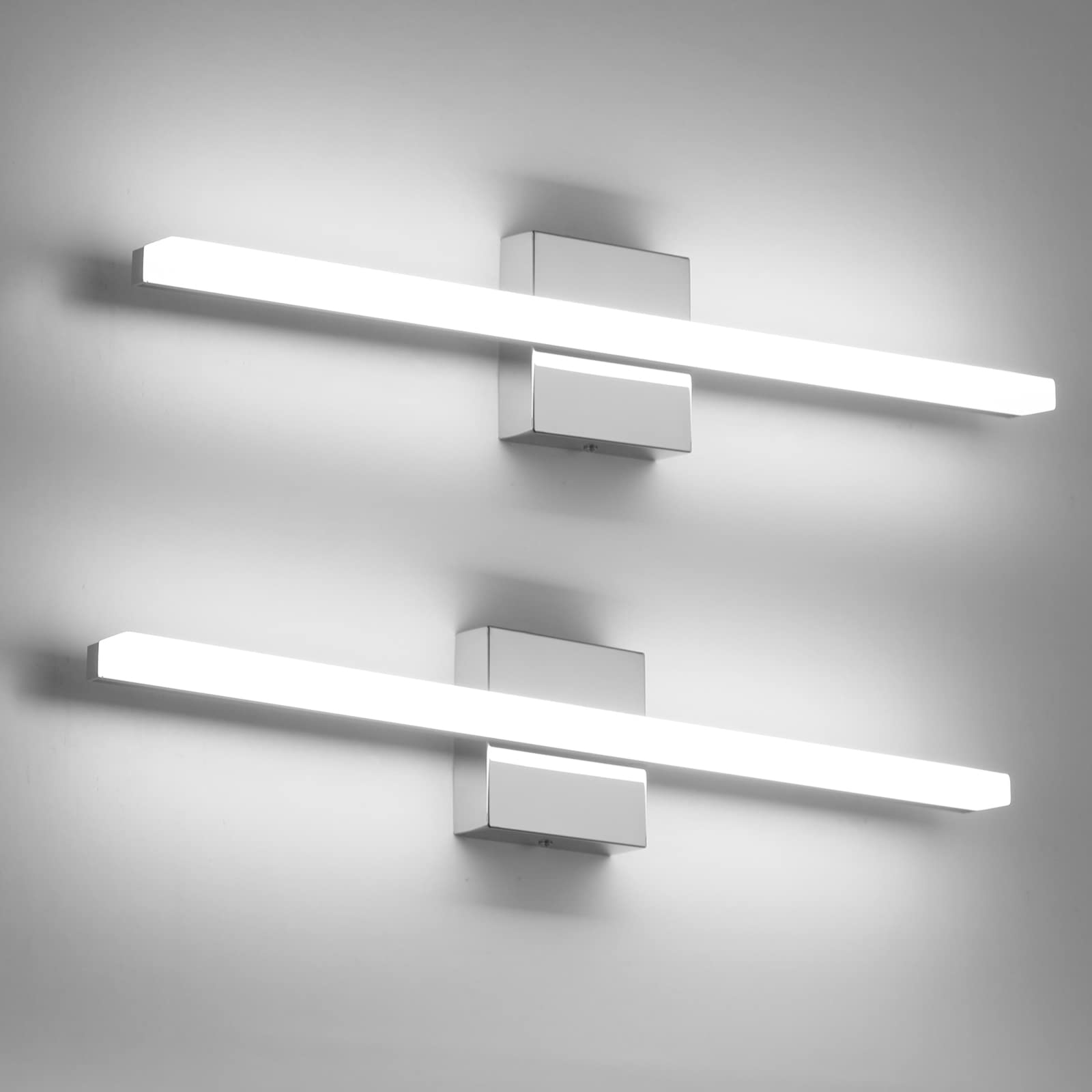 Combuh Modern Bathroom Light Fixtures Over Mirror Vanity Lighting Gentle, 16 Inch 9W Led Chrome Small Restroom Wall Lamps Bar for Bathroom Linear Modernas Lámparas Luces para Baño Cool White 6000K
