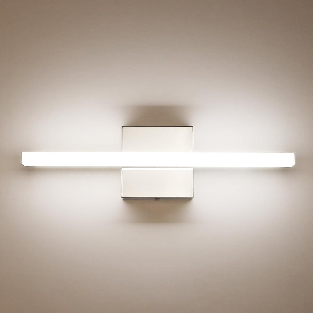 Combuh Modern Bathroom Light Fixtures Over Mirror Vanity Lighting Gentle, 16 Inch 9W Led Chrome Small Restroom Wall Lamps Bar for Bathroom Linear Modernas Lámparas Luces para Baño Cool White 6000K