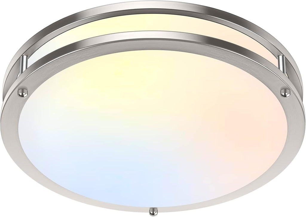 36W LED Ceiling Lights 3600lm Super Bright, Dimmable Flush Mount Light Fixtures 6500K/5000K/4000K/3000K/2700K Adjusted Modern Ceiling Lights 2PACK, 13 Inch Ceiling Lamps for Bedroom Kitchen, Nickle