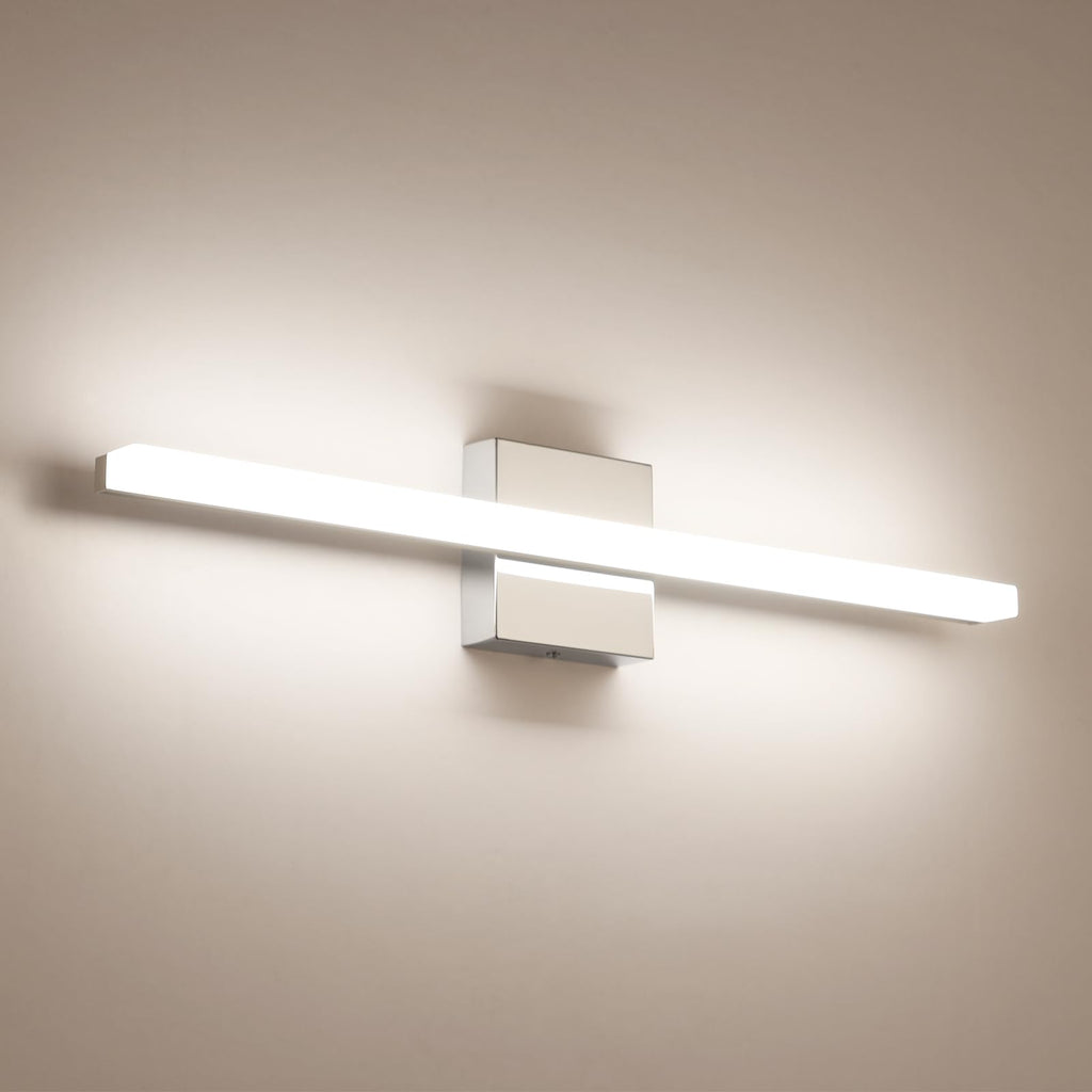 Combuh Modern Bathroom Light Fixtures Over Mirror Vanity Lighting Gentle, 16 Inch 9W Led Chrome Small Restroom Wall Lamps Bar for Bathroom Linear Modernas Lámparas Luces para Baño Cool White 6000K