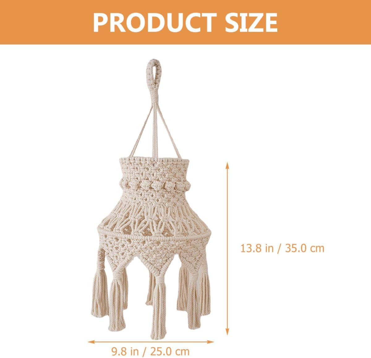 Macrame Lamp Shade Bohemian Hanging Lampshade Woven E27 Ceiling Light Cover for Bedroom Living Room Soft Decor