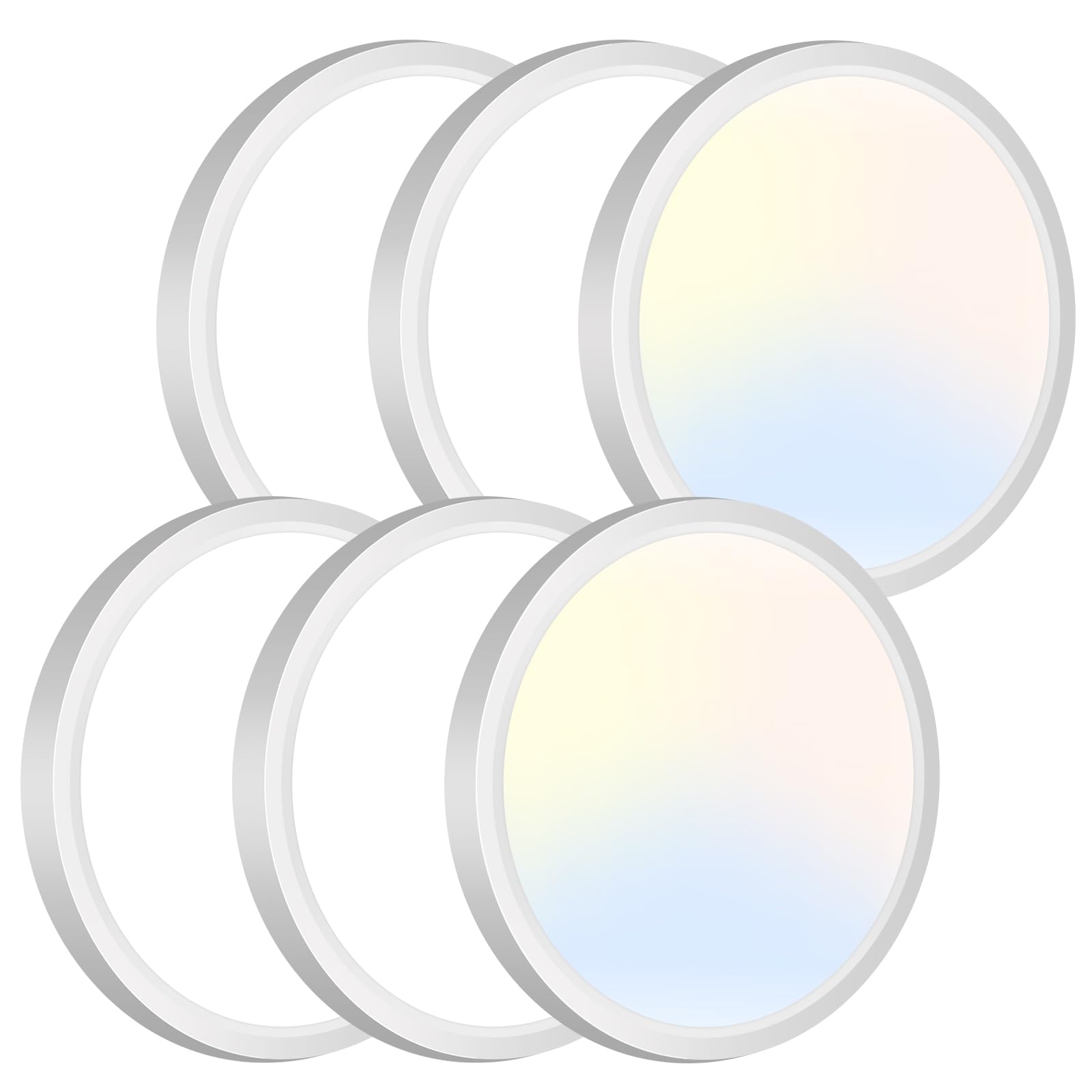 zemty 6Pack 12-Inch LED Flush Mount Ceiling Lights, 24W 3200Lumens 5 CCT Adjustable (3000K-6500K), Round Bright Light Fixture for Bedroom Kitchen Bathroom Hallway Closet(White)