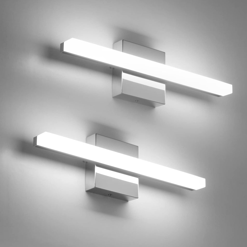 Combuh Modern Bathroom Light Fixtures Over Mirror Vanity Lighting Gentle, 16 Inch 9W Led Chrome Small Restroom Wall Lamps Bar for Bathroom Linear Modernas Lámparas Luces para Baño Cool White 6000K
