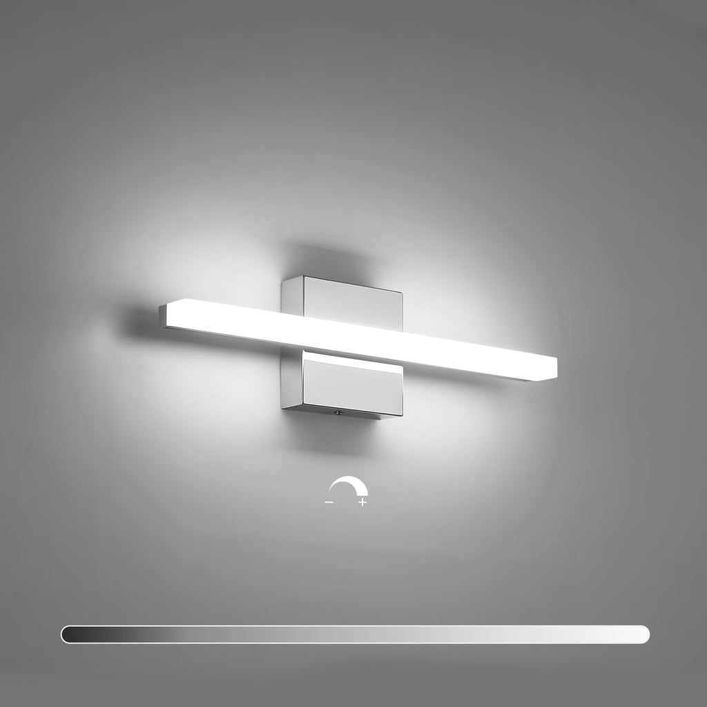 Combuh Modern Bathroom Light Fixtures Over Mirror Vanity Lighting Gentle, 16 Inch 9W Led Chrome Small Restroom Wall Lamps Bar for Bathroom Linear Modernas Lámparas Luces para Baño Cool White 6000K