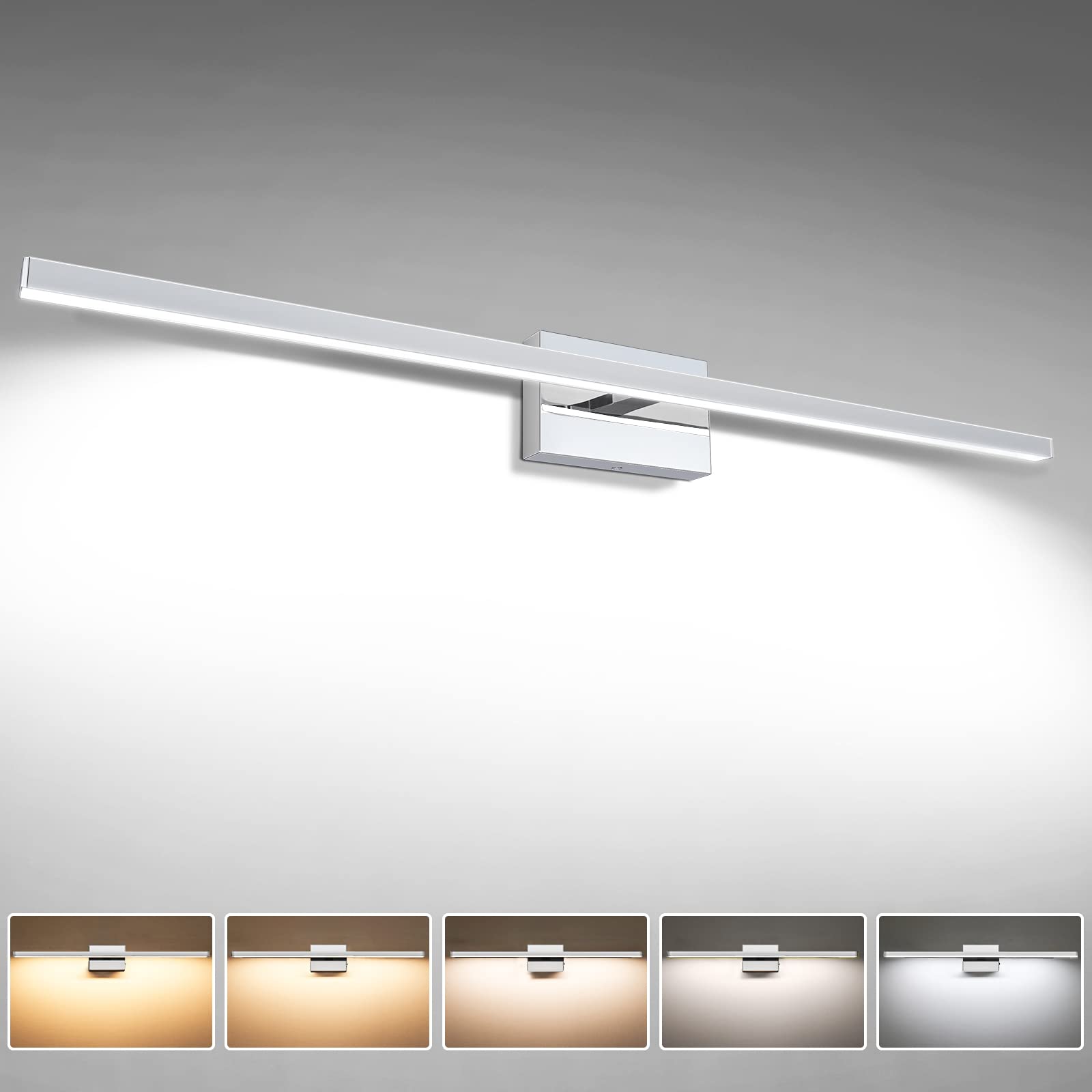 VOLISUN Modern Bathroom Vanity Light 23.6 inch, 14W Dimmable 5CCT Led Bathroom Light Fixture Over Mirror, Black Bar Vanity Light for Bathrooms Mirror Cabinets Bedroom-ETL Certificated