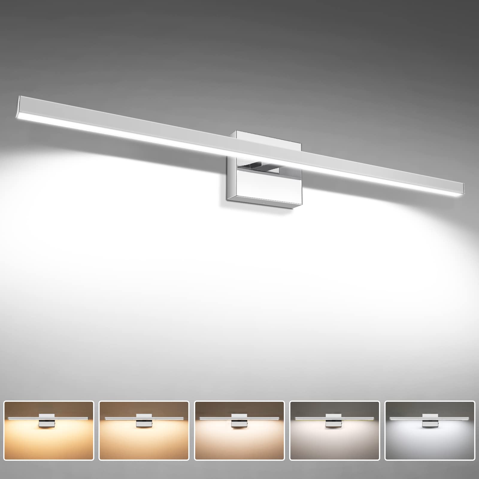 VOLISUN Modern Bathroom Vanity Light 23.6 inch, 14W Dimmable 5CCT Led Bathroom Light Fixture Over Mirror, Black Bar Vanity Light for Bathrooms Mirror Cabinets Bedroom-ETL Certificated
