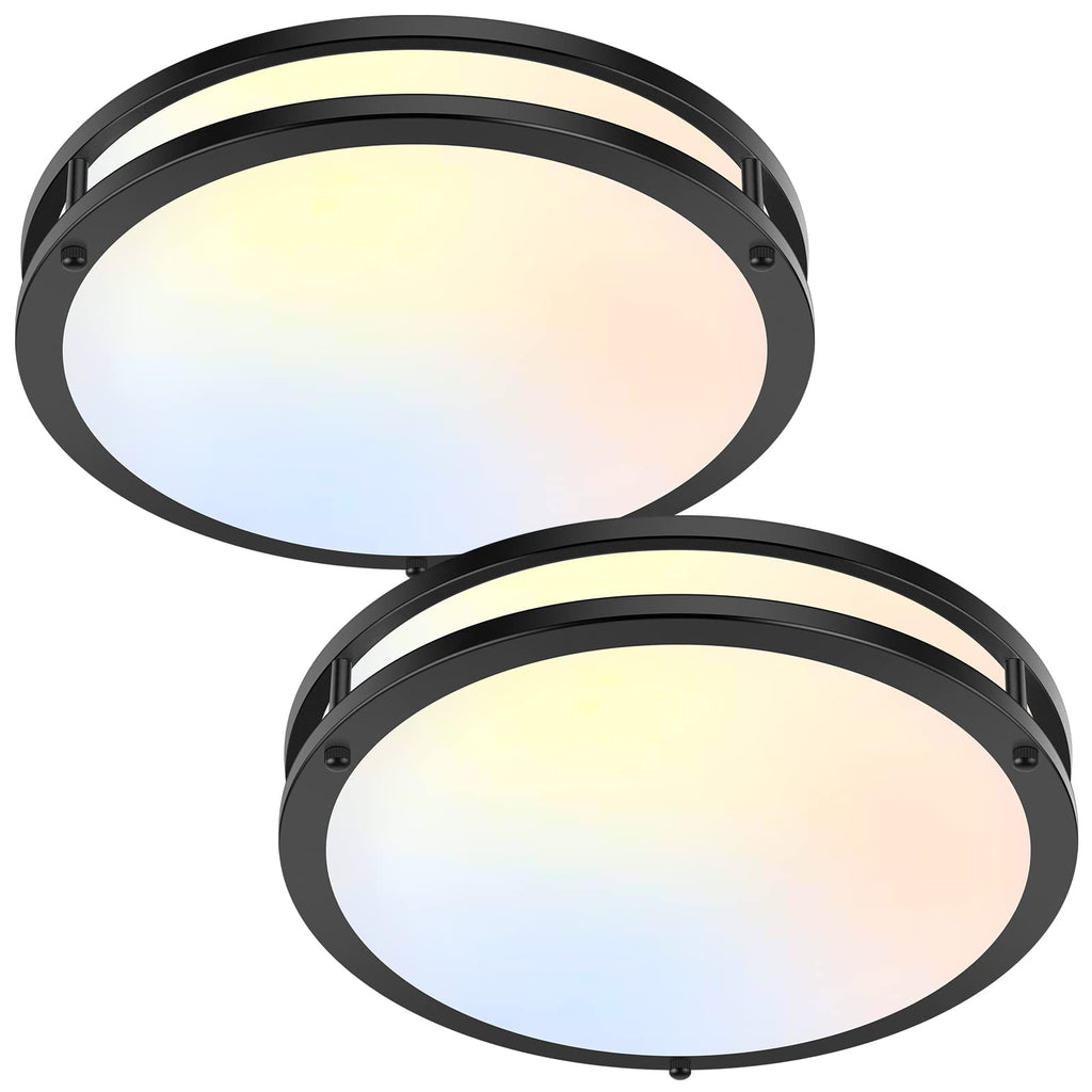 36W LED Ceiling Lights 3600lm Super Bright, Dimmable Flush Mount Light Fixtures 6500K/5000K/4000K/3000K/2700K Adjusted Modern Ceiling Lights 2PACK, 13 Inch Ceiling Lamps for Bedroom Kitchen, Nickle