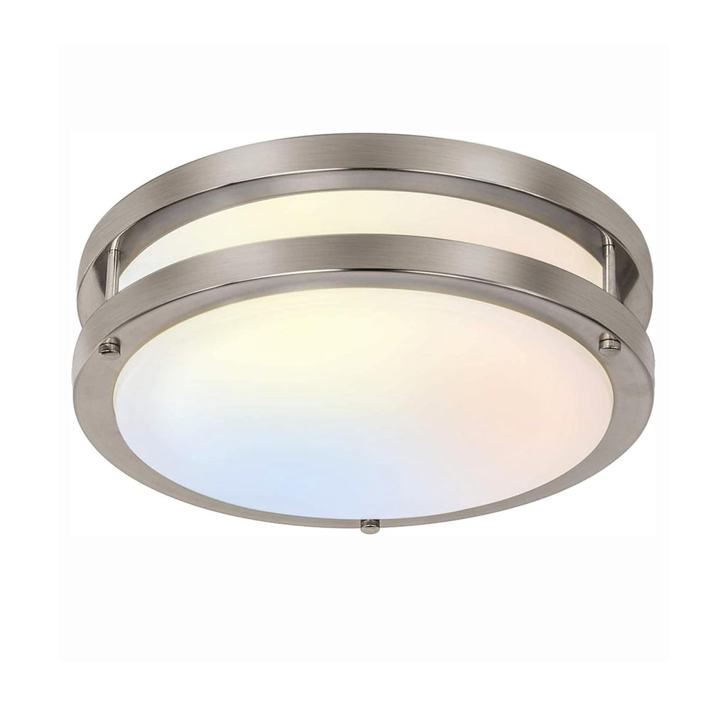 13 inch Flush Mount LED Ceiling Light Fixture, 2700K/3000K/3500K/4000K/5000K Adjustable Ceiling Lights, Brushed Nickel Saturn Dimmable Lighting for Hallway Bathroom Kitchen or Stairwell, ETL Listed