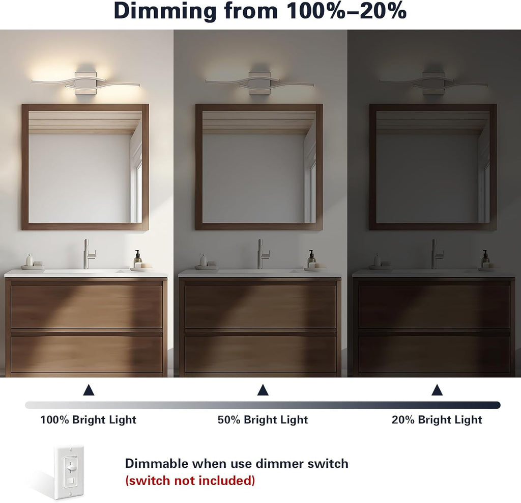 Joossnwell Brushed Nickel Bathroom Vanity Lights Fixtures Over Mirror 5CCT Dimmable Bathroom Light Fixture Modern Vanity Lighting Bar Led Bath Vanity Light 23 Inch Wall Lamp