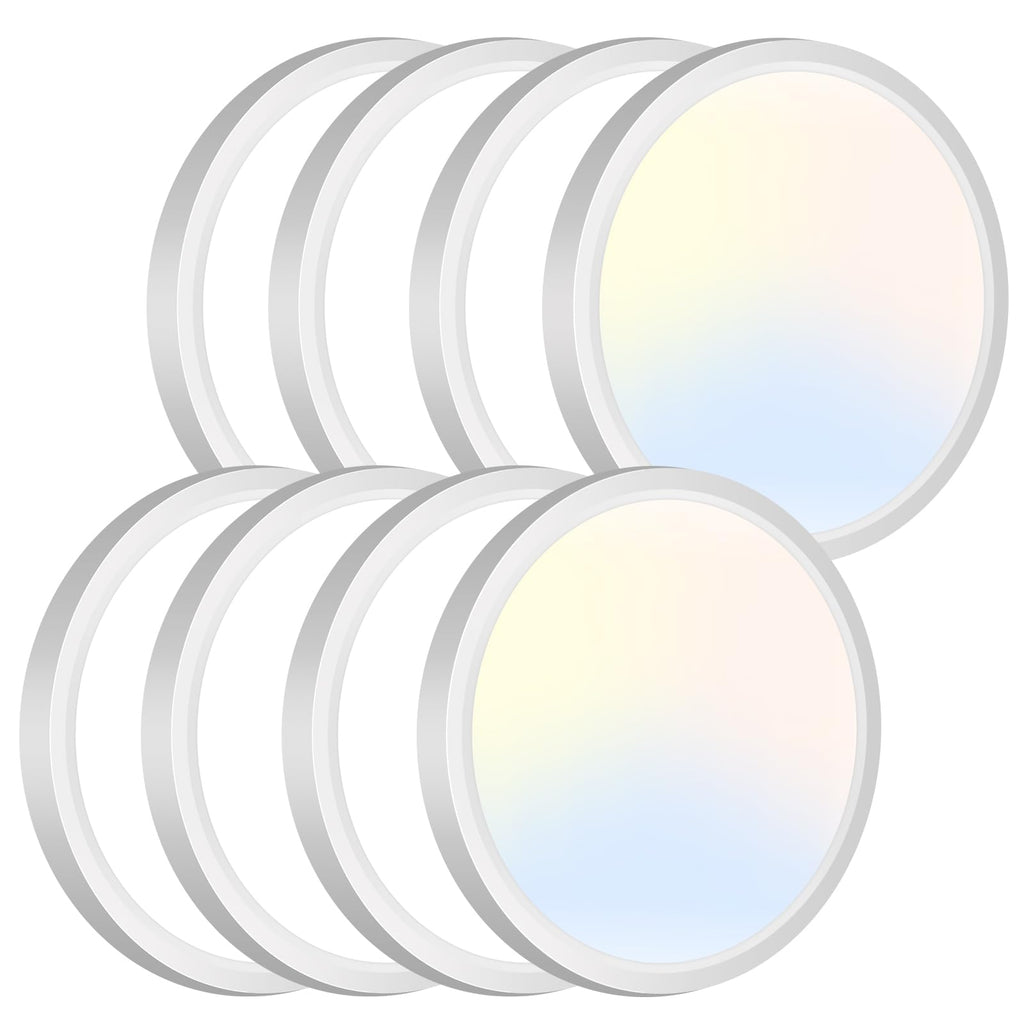 zemty 6Pack 12-Inch LED Flush Mount Ceiling Lights, 24W 3200Lumens 5 CCT Adjustable (3000K-6500K), Round Bright Light Fixture for Bedroom Kitchen Bathroom Hallway Closet(White)