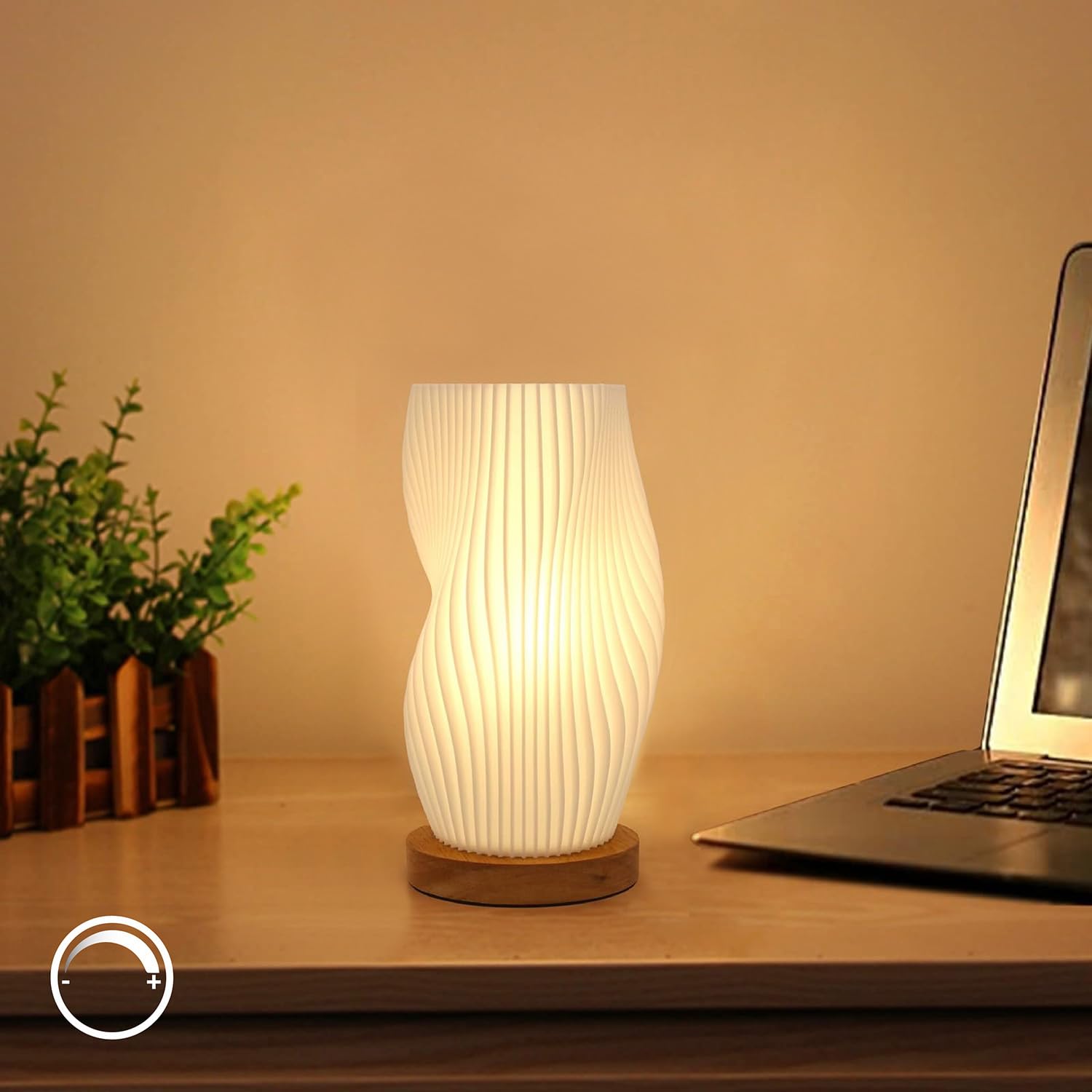 Zenply Novelty Small Table Lamp for Bedroom,Vintage Style Striped Small Night Light Lamp, Mini Bedside Lamp for Living Room Nightstand Small Space Kids Room Living Room Office Dorm (SM), Warm-SM