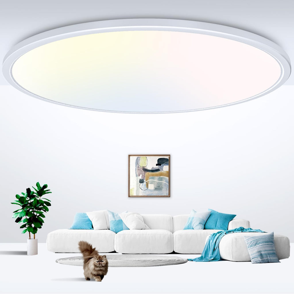 zemty 6Pack 12-Inch LED Flush Mount Ceiling Lights, 24W 3200Lumens 5 CCT Adjustable (3000K-6500K), Round Bright Light Fixture for Bedroom Kitchen Bathroom Hallway Closet(White)