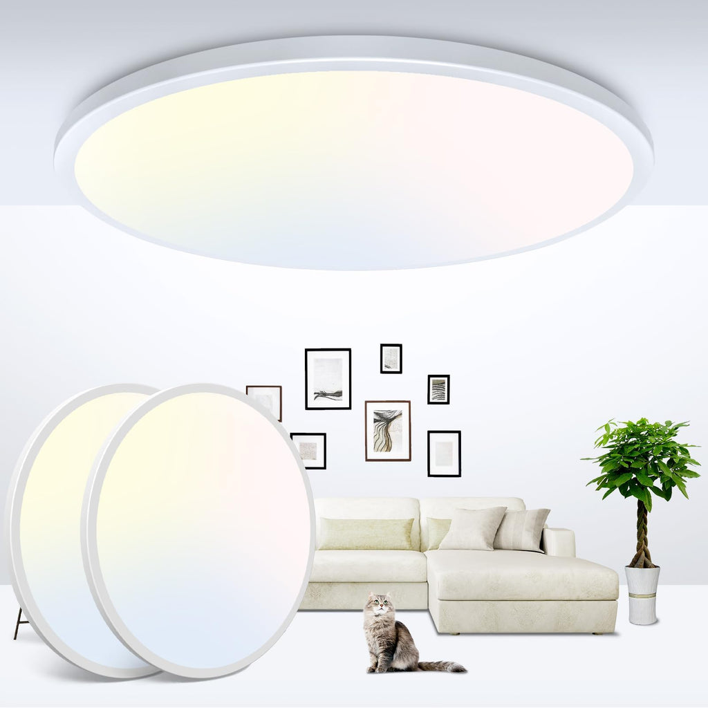 zemty 6Pack 12-Inch LED Flush Mount Ceiling Lights, 24W 3200Lumens 5 CCT Adjustable (3000K-6500K), Round Bright Light Fixture for Bedroom Kitchen Bathroom Hallway Closet(White)