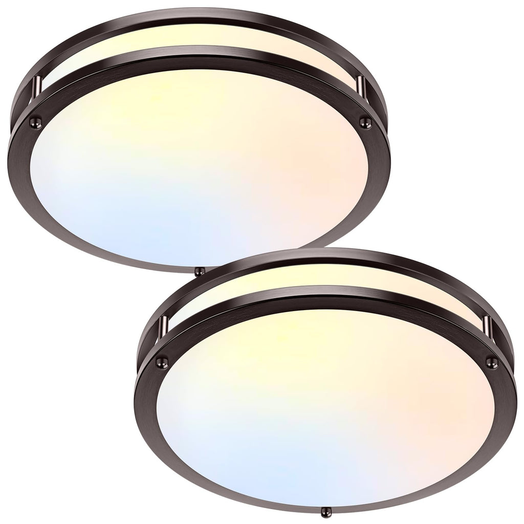 36W LED Ceiling Lights 3600lm Super Bright, Dimmable Flush Mount Light Fixtures 6500K/5000K/4000K/3000K/2700K Adjusted Modern Ceiling Lights 2PACK, 13 Inch Ceiling Lamps for Bedroom Kitchen, Nickle