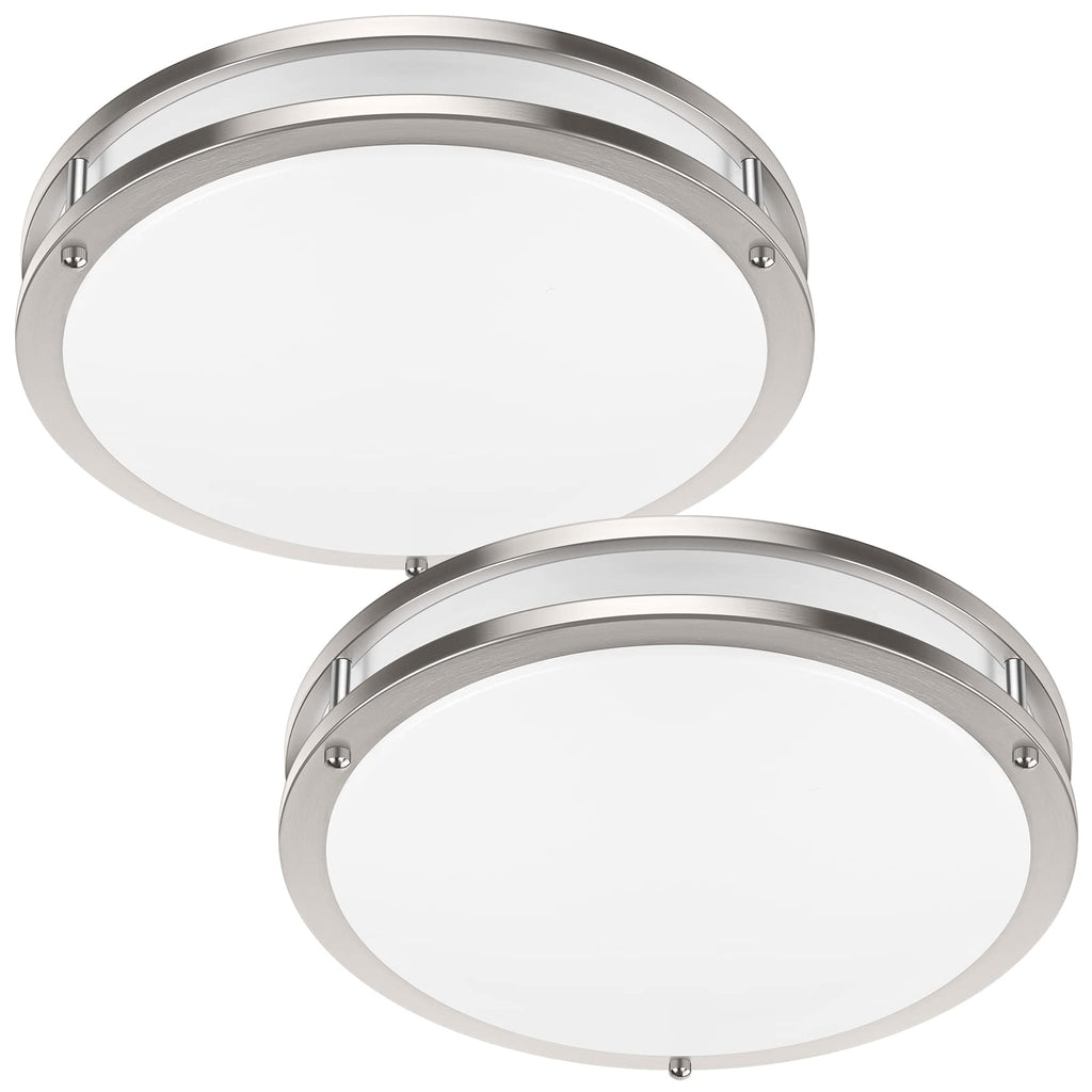 36W LED Ceiling Lights 3600lm Super Bright, Dimmable Flush Mount Light Fixtures 6500K/5000K/4000K/3000K/2700K Adjusted Modern Ceiling Lights 2PACK, 13 Inch Ceiling Lamps for Bedroom Kitchen, Nickle
