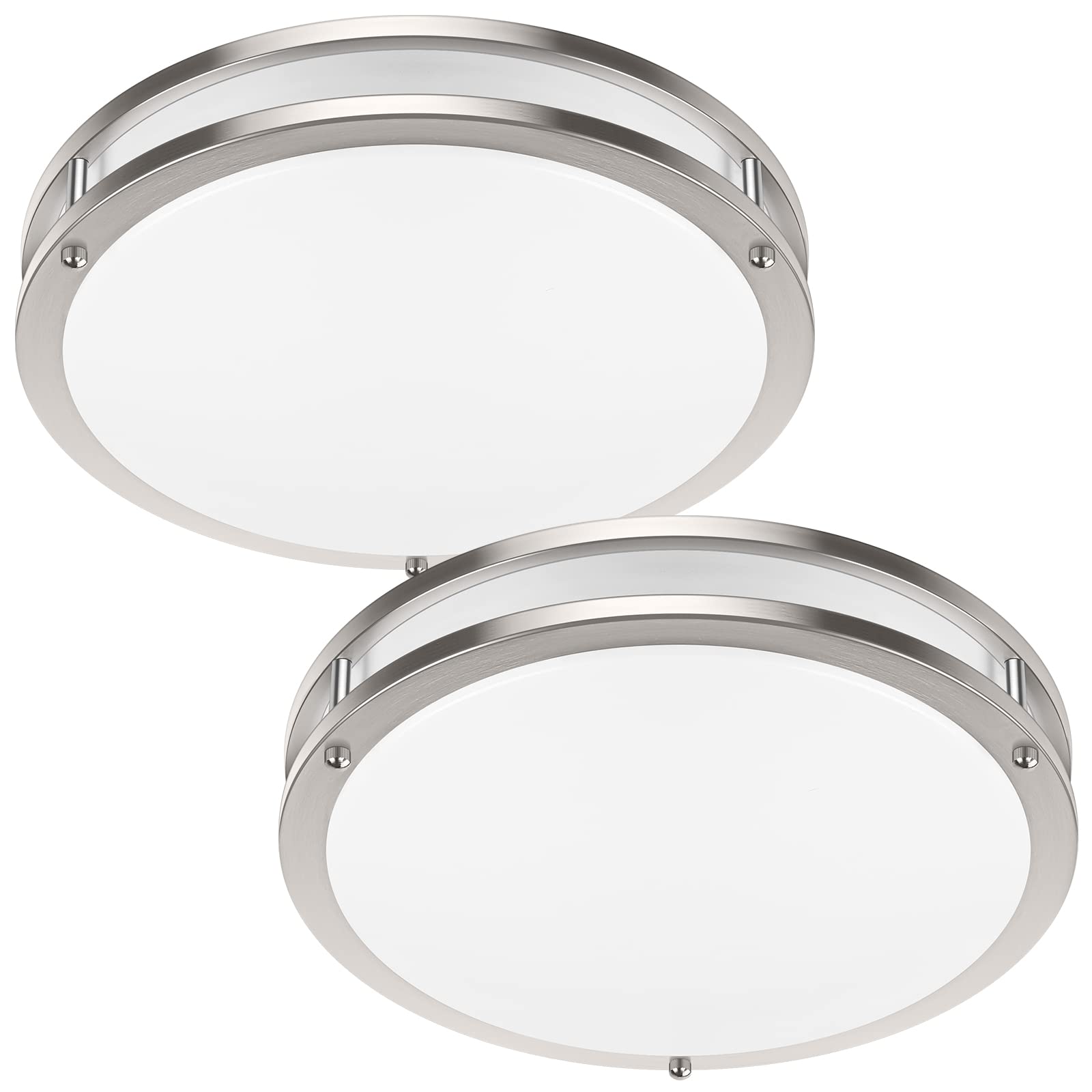 36W LED Ceiling Lights 3600lm Super Bright, Dimmable Flush Mount Light Fixtures 6500K/5000K/4000K/3000K/2700K Adjusted Modern Ceiling Lights 2PACK, 13 Inch Ceiling Lamps for Bedroom Kitchen, Nickle