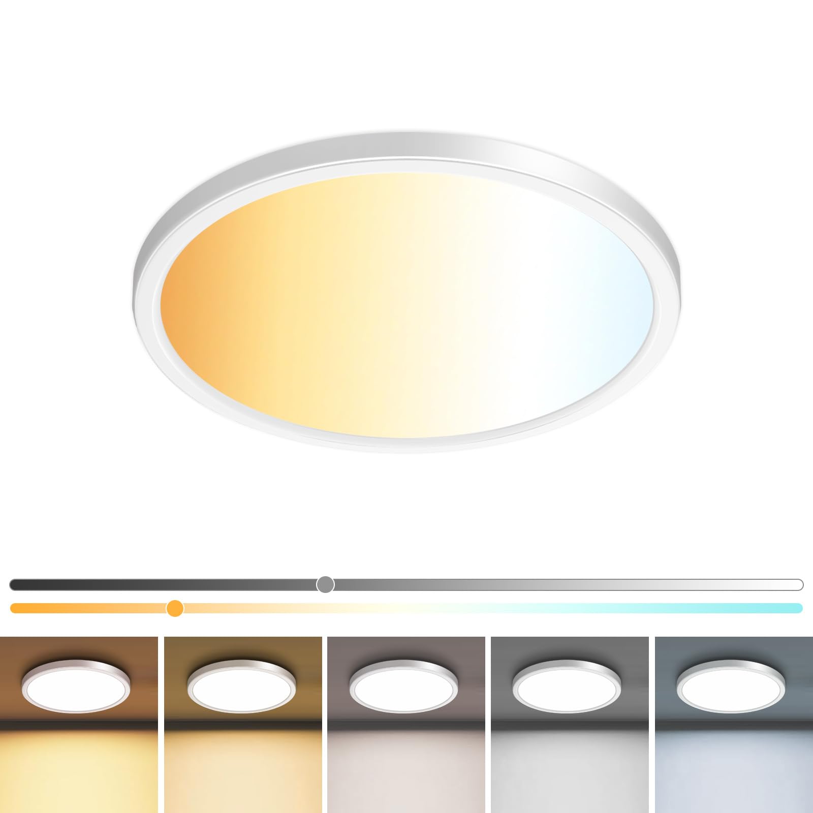 zemty 4Pack LED Flush Mount Ceiling Light, 12 Inch 24W Dimmable Round Ceiling Fixture, Black Low Profile Hardwired Ceiling Lamp for Bedroom, Kitchen, Hallway & Bathroom