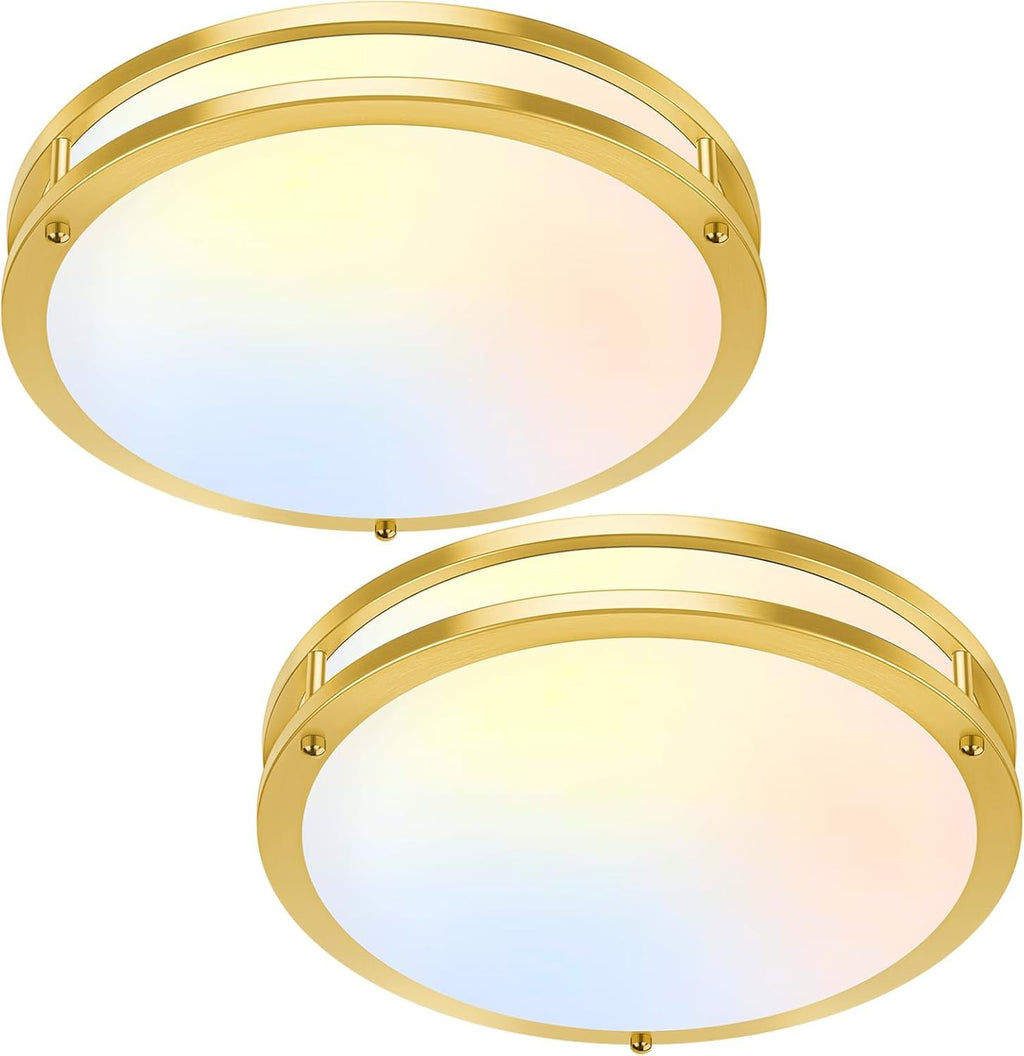 36W LED Ceiling Lights 3600lm Super Bright, Dimmable Flush Mount Light Fixtures 6500K/5000K/4000K/3000K/2700K Adjusted Modern Ceiling Lights 2PACK, 13 Inch Ceiling Lamps for Bedroom Kitchen, Nickle