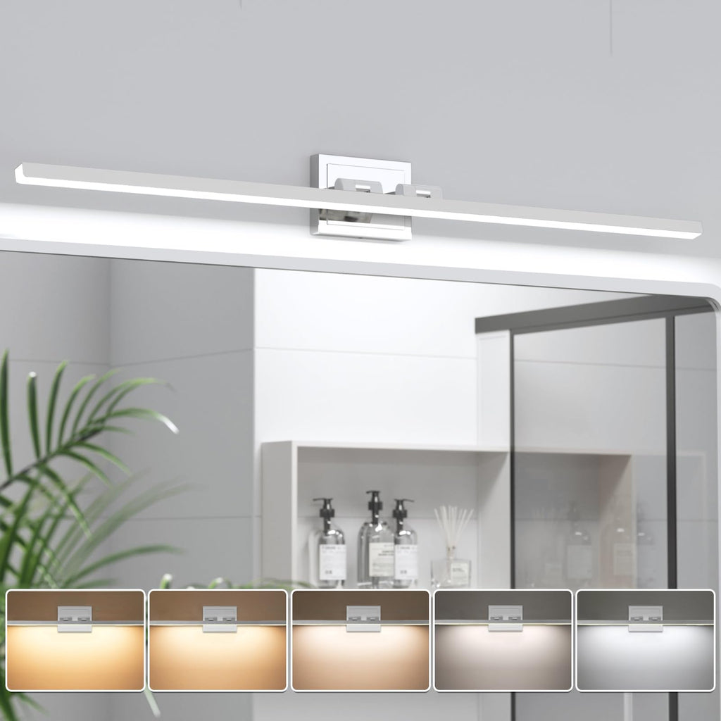 VOLISUN Modern Bathroom Vanity Light 48 inch, Rotatable, 30W Dimmable 5CCT Led Bathroom Light Fixture Over Mirror, Black Bar Vanity Light for Bathroom Mirror Cabinets-ETL Certificated