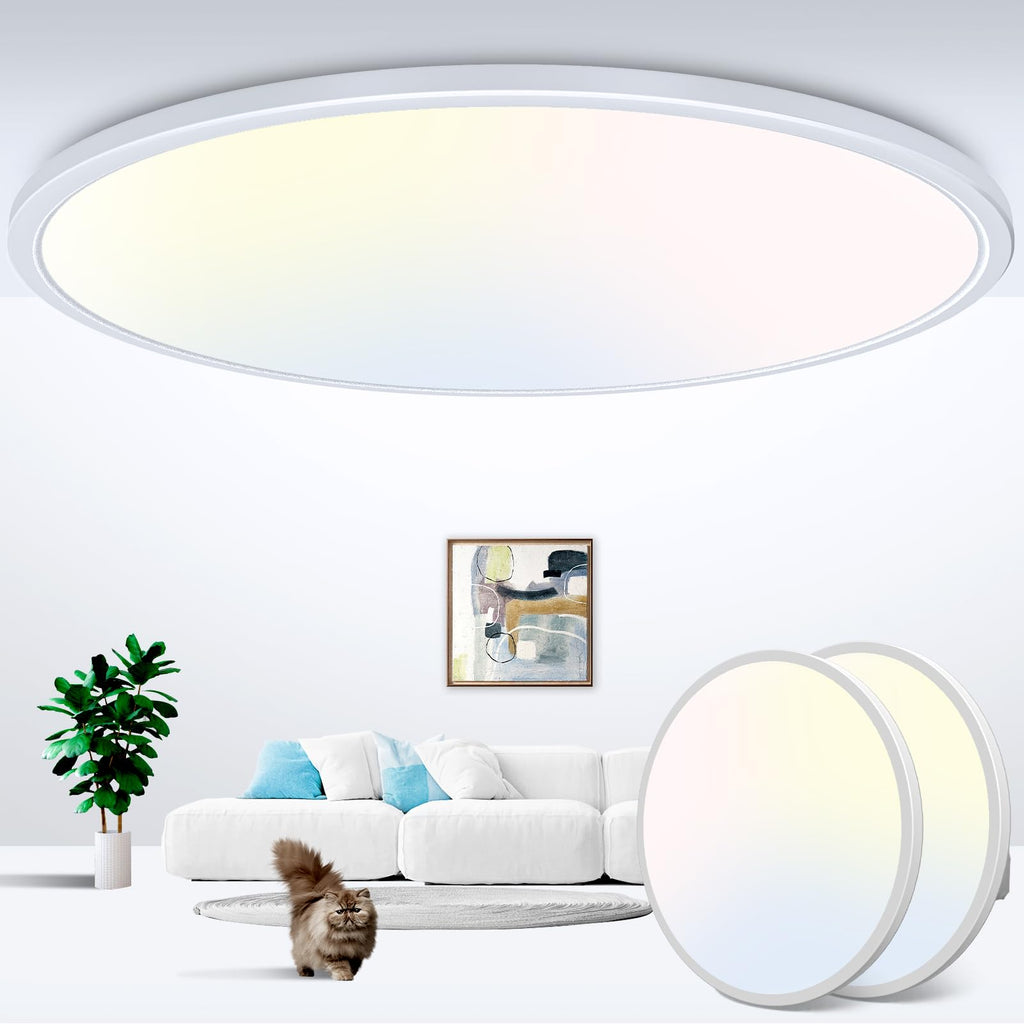 zemty 6Pack 12-Inch LED Flush Mount Ceiling Lights, 24W 3200Lumens 5 CCT Adjustable (3000K-6500K), Round Bright Light Fixture for Bedroom Kitchen Bathroom Hallway Closet(White)
