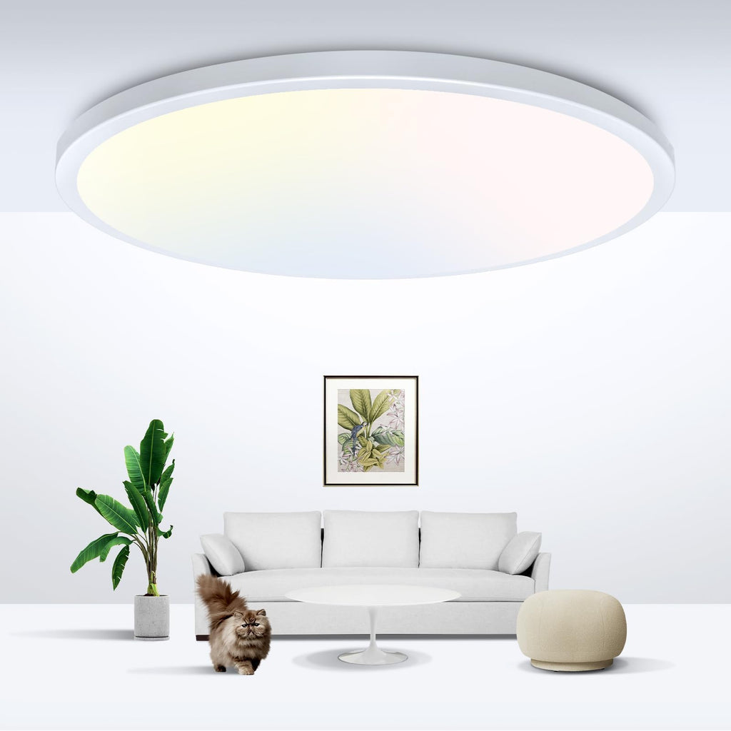 zemty 6Pack 12-Inch LED Flush Mount Ceiling Lights, 24W 3200Lumens 5 CCT Adjustable (3000K-6500K), Round Bright Light Fixture for Bedroom Kitchen Bathroom Hallway Closet(White)