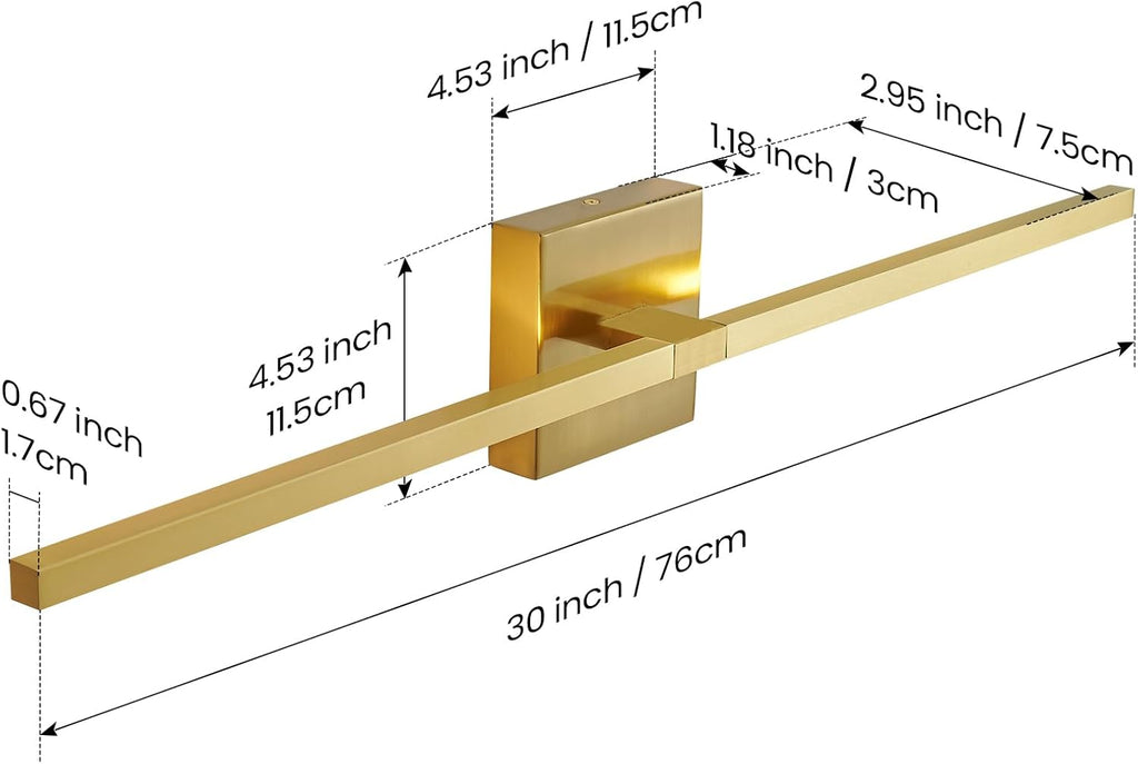 Gold Bathroom Vanity Light Fixtures - 30 inch Rotatable Modern 5CCT LED Vanity Lights for Bathroom Lighting Fixture Over Mirror Dimmable Bathroom Wall Sconce