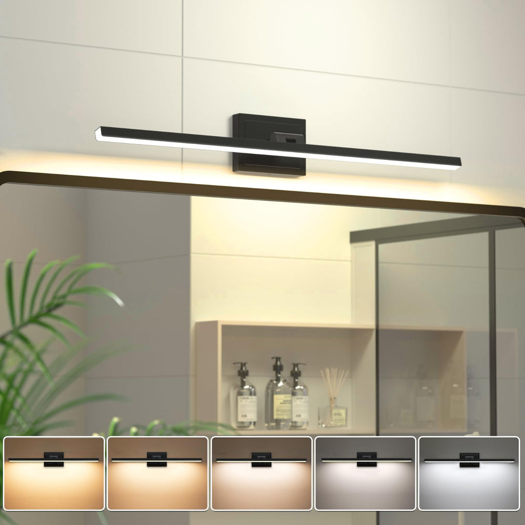 VOLISUN Modern Bathroom Vanity Light 48 inch, Rotatable, 30W Dimmable 5CCT Led Bathroom Light Fixture Over Mirror, Black Bar Vanity Light for Bathroom Mirror Cabinets-ETL Certificated