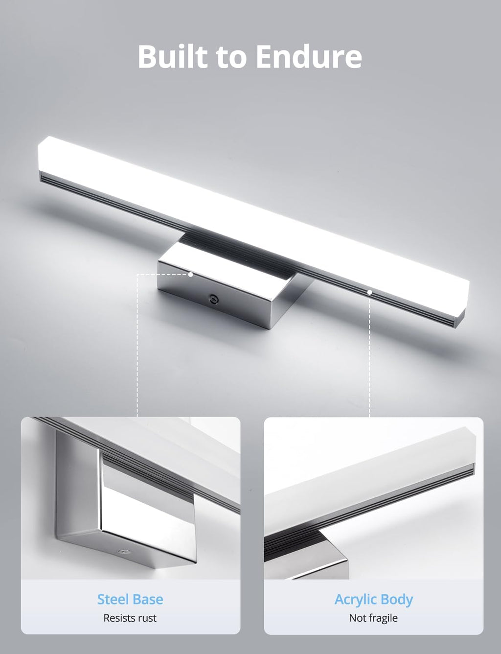 Combuh Modern Bathroom Light Fixtures Over Mirror Vanity Lighting Gentle, 16 Inch 9W Led Chrome Small Restroom Wall Lamps Bar for Bathroom Linear Modernas Lámparas Luces para Baño Cool White 6000K
