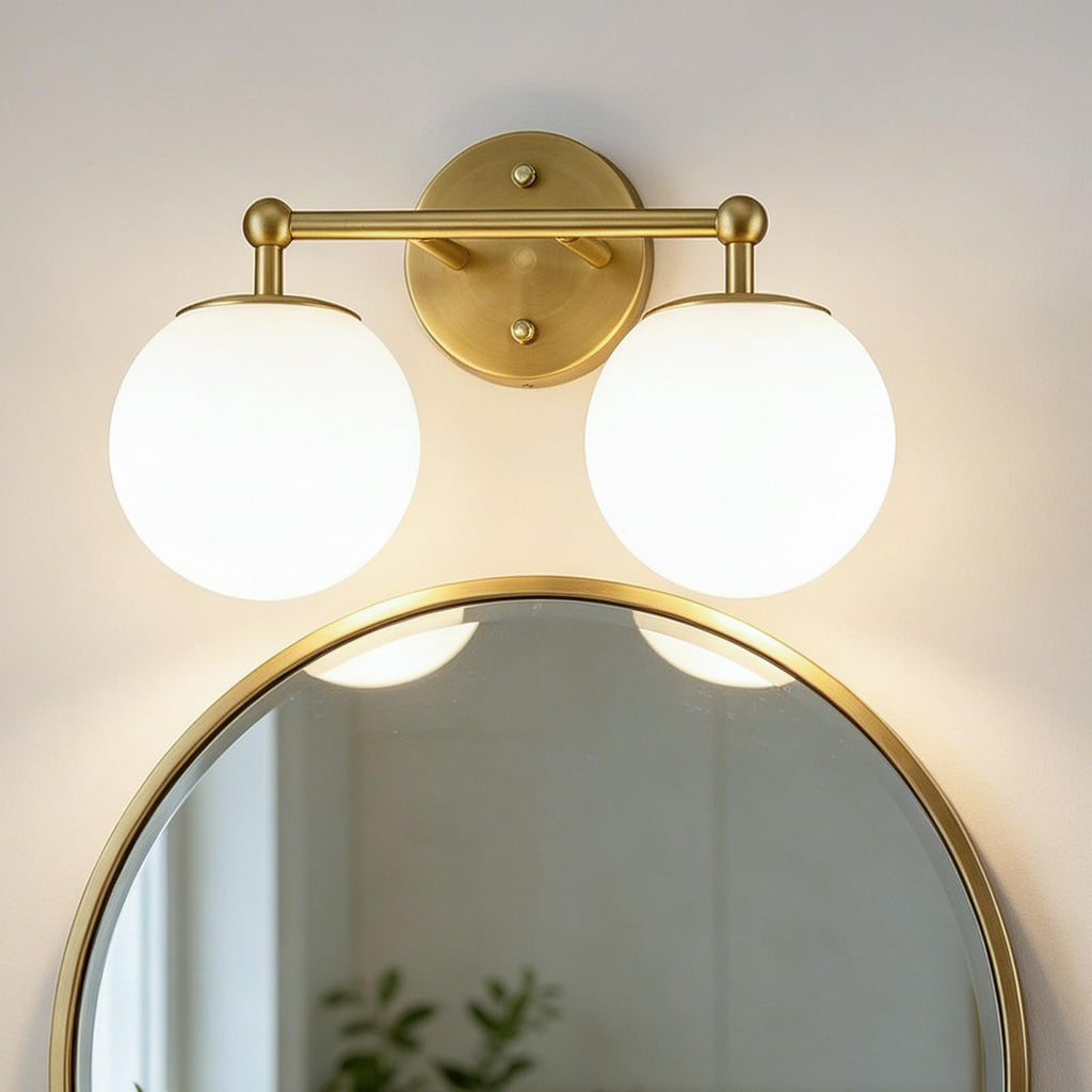3-Light Black Bathroom Vanity Light with Milky White Glass Globe Shade, Modern Wall Sconce for Mirror Bedroom