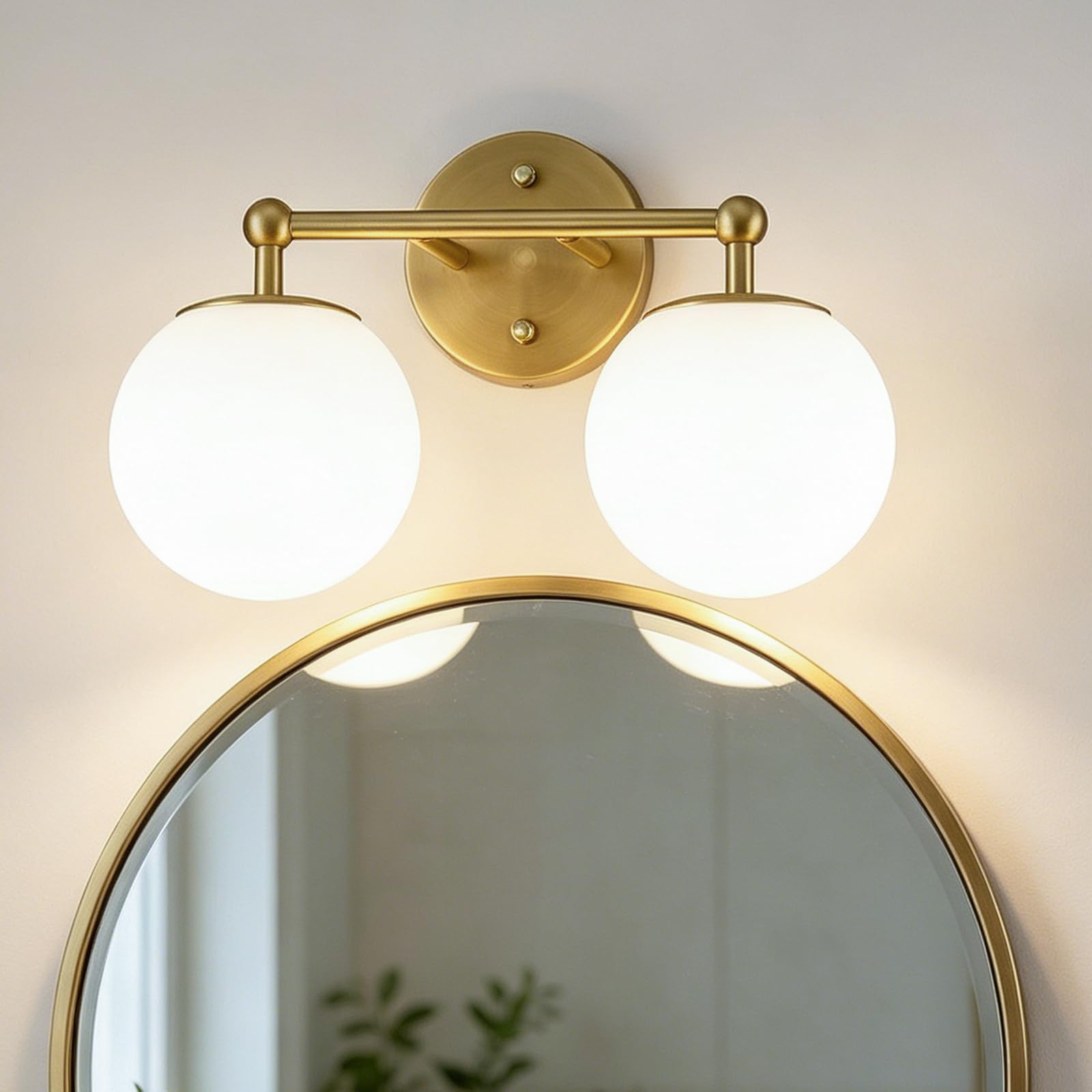 3-Light Black Bathroom Vanity Light with Milky White Glass Globe Shade, Modern Wall Sconce for Mirror Bedroom