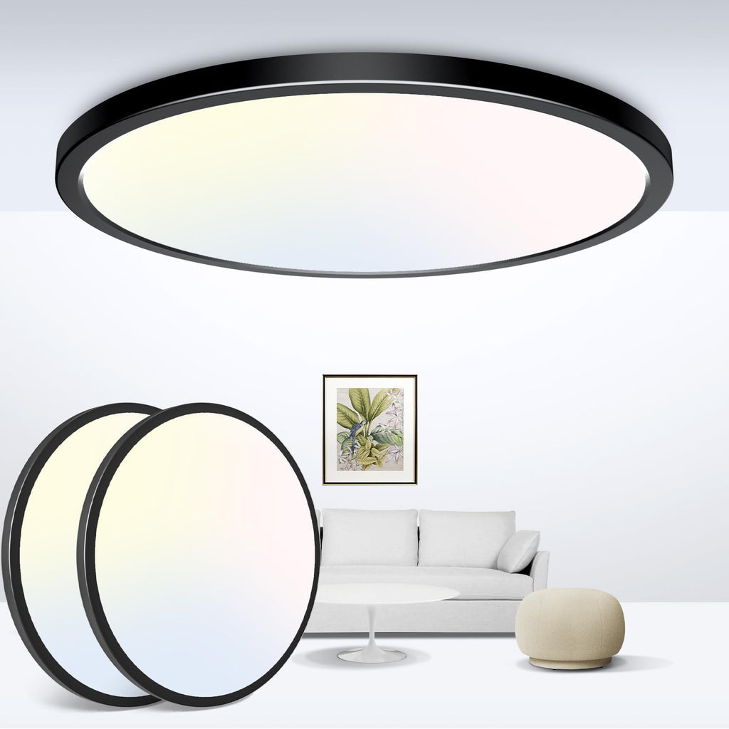 zemty 6Pack 12-Inch LED Flush Mount Ceiling Lights, 24W 3200Lumens 5 CCT Adjustable (3000K-6500K), Round Bright Light Fixture for Bedroom Kitchen Bathroom Hallway Closet(White)