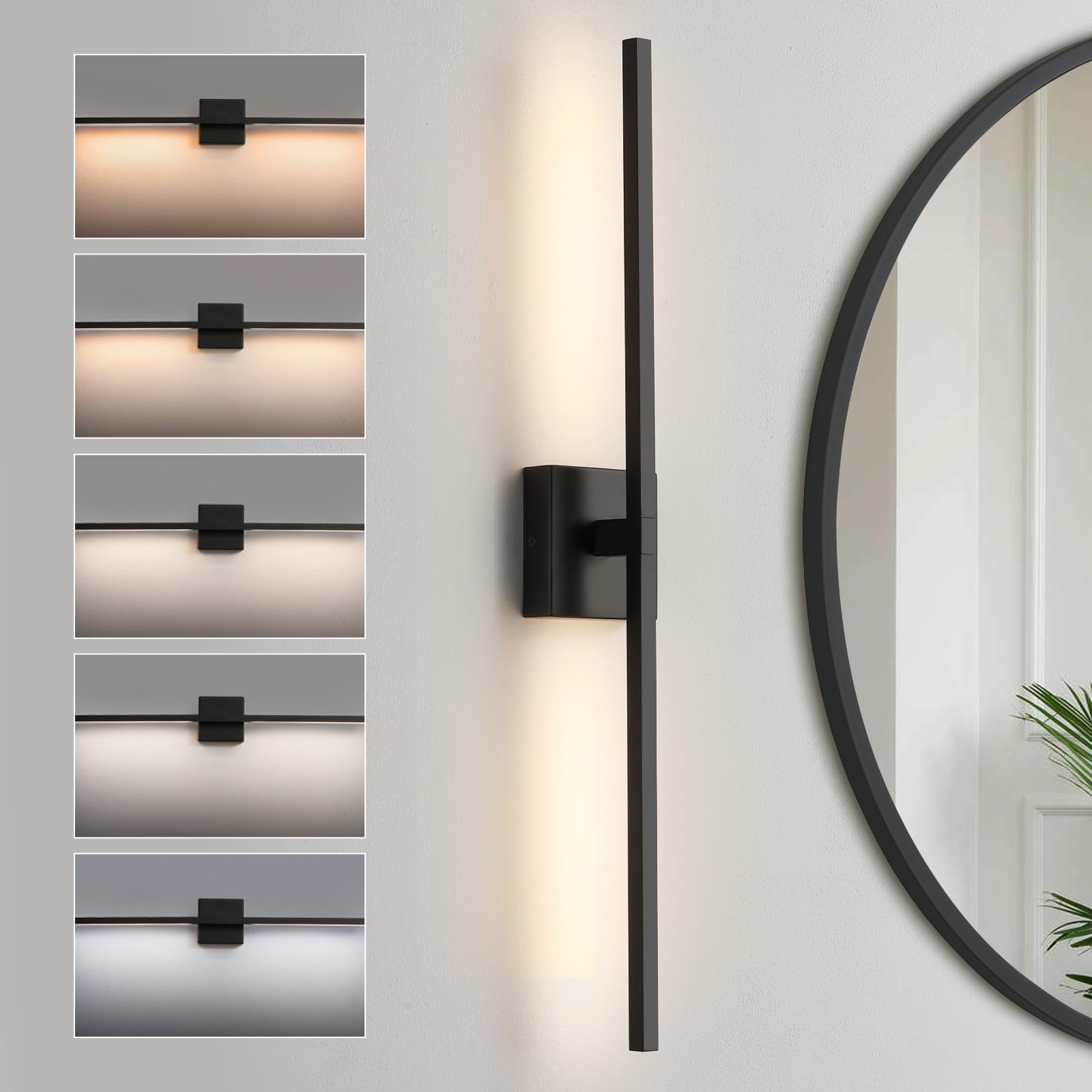 Gold Bathroom Vanity Light Fixtures - 30 inch Rotatable Modern 5CCT LED Vanity Lights for Bathroom Lighting Fixture Over Mirror Dimmable Bathroom Wall Sconce