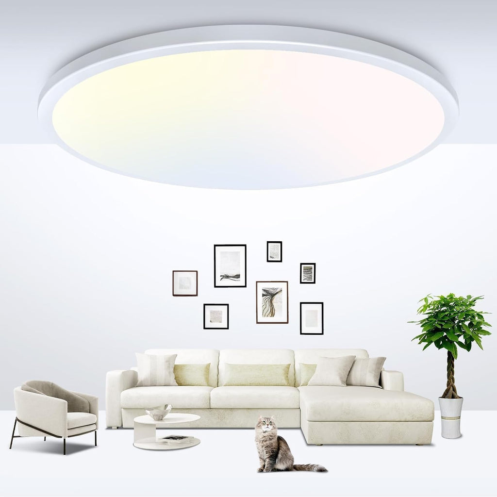 zemty 6Pack 12-Inch LED Flush Mount Ceiling Lights, 24W 3200Lumens 5 CCT Adjustable (3000K-6500K), Round Bright Light Fixture for Bedroom Kitchen Bathroom Hallway Closet(White)