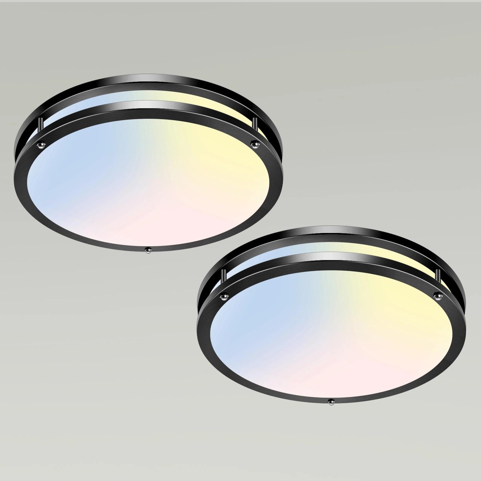 libtit 13-Inch Flush Mount Ceiling Lights, Dimmable 3000K-6500K Adjustable LED Ceiling Light, 24W Round Slim Light Fixture, Brushed Nickel for Kitchen, Bedroom, Bathroom, Hallway-ETL Listed