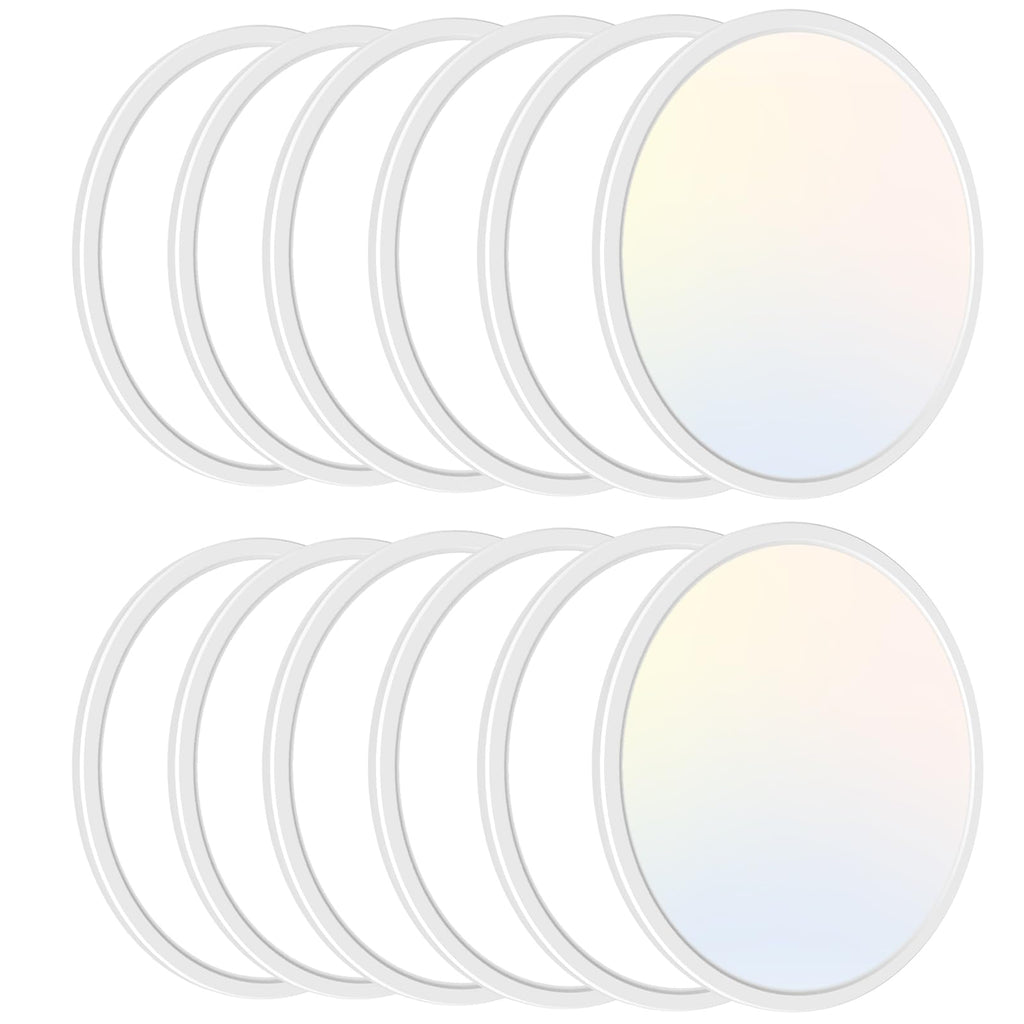 zemty 6Pack 12-Inch LED Flush Mount Ceiling Lights, 24W 3200Lumens 5 CCT Adjustable (3000K-6500K), Round Bright Light Fixture for Bedroom Kitchen Bathroom Hallway Closet(White)