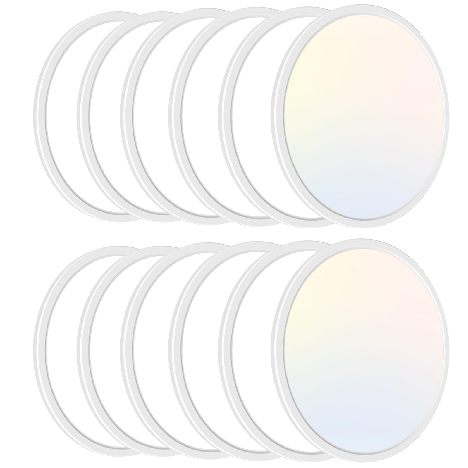 zemty 6Pack 12-Inch LED Flush Mount Ceiling Lights, 24W 3200Lumens 5 CCT Adjustable (3000K-6500K), Round Bright Light Fixture for Bedroom Kitchen Bathroom Hallway Closet(White)