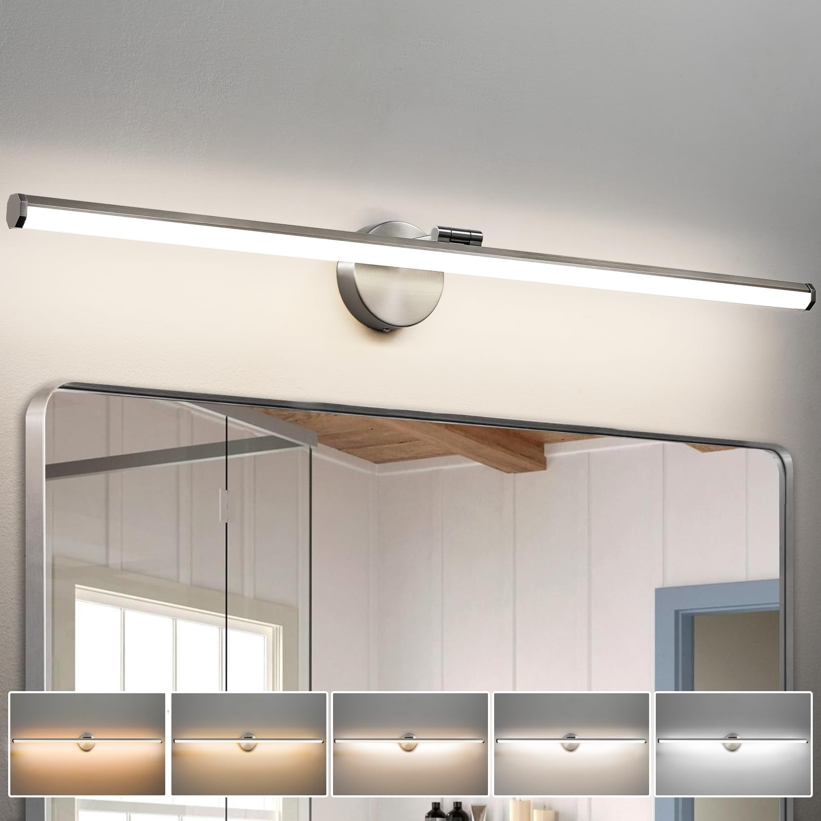 KAISITE Bathroom Lighting Fixture Over Mirror - 30 Inch Gold Vanity Light 24W 5CCT Dimmable Modern LED Vanity Light Fixture Rotatable Bath Vanity Light Bar for Bathroom