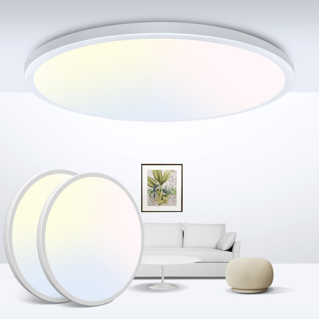 zemty 6Pack 12-Inch LED Flush Mount Ceiling Lights, 24W 3200Lumens 5 CCT Adjustable (3000K-6500K), Round Bright Light Fixture for Bedroom Kitchen Bathroom Hallway Closet(White)
