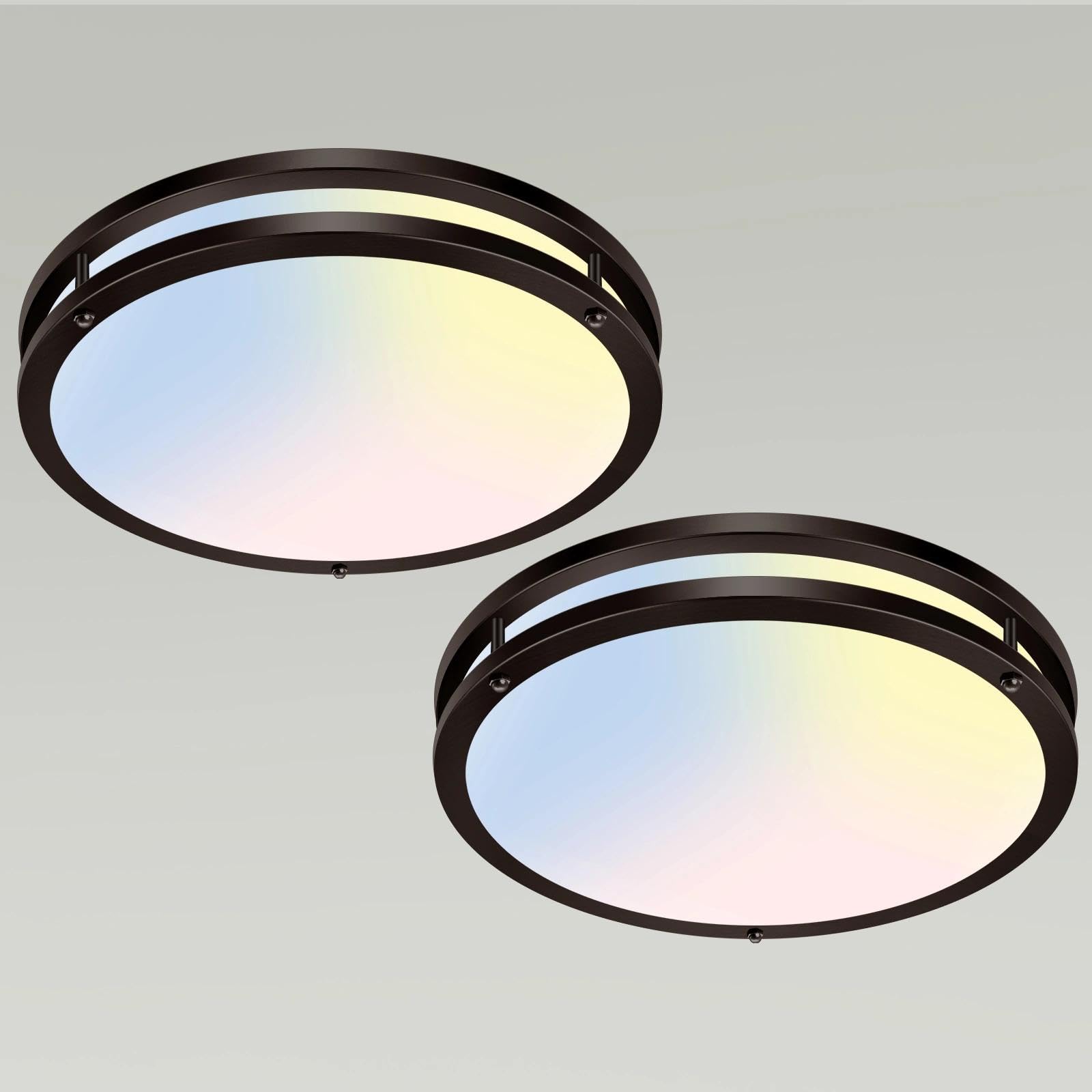 libtit 13-Inch Flush Mount Ceiling Lights, Dimmable 3000K-6500K Adjustable LED Ceiling Light, 24W Round Slim Light Fixture, Brushed Nickel for Kitchen, Bedroom, Bathroom, Hallway-ETL Listed
