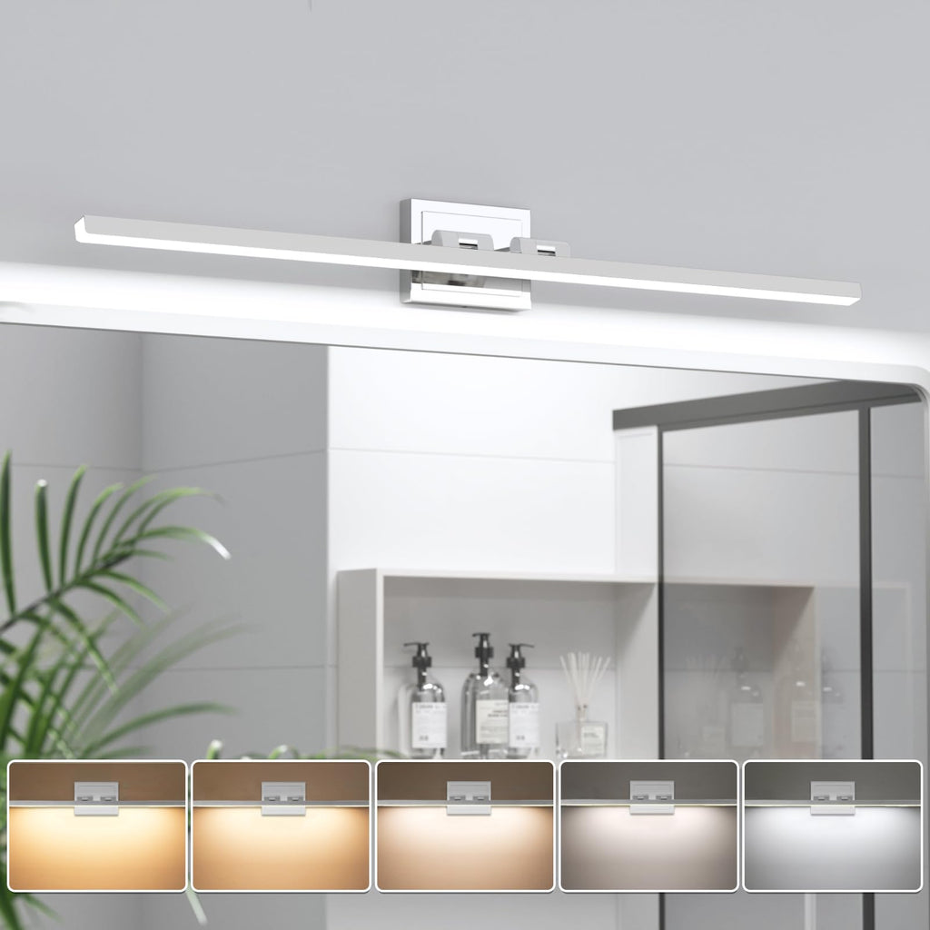 VOLISUN Modern Bathroom Vanity Light 48 inch, Rotatable, 30W Dimmable 5CCT Led Bathroom Light Fixture Over Mirror, Black Bar Vanity Light for Bathroom Mirror Cabinets-ETL Certificated