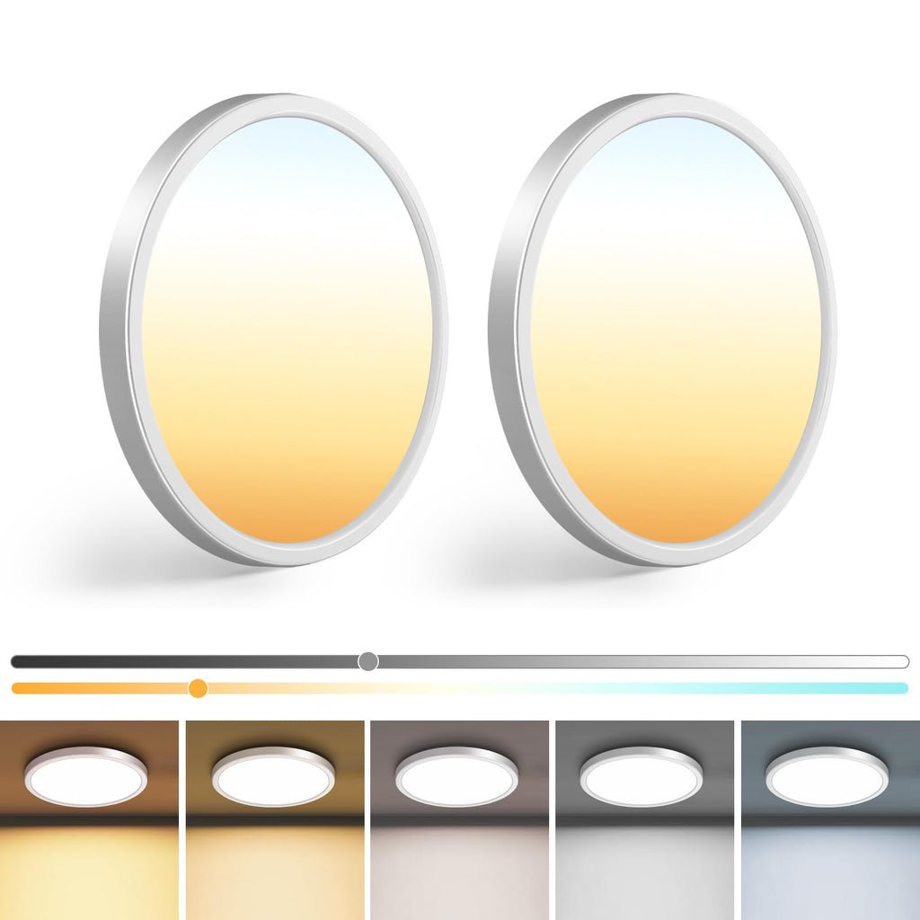 zemty 4Pack LED Flush Mount Ceiling Light, 12 Inch 24W Dimmable Round Ceiling Fixture, Black Low Profile Hardwired Ceiling Lamp for Bedroom, Kitchen, Hallway & Bathroom