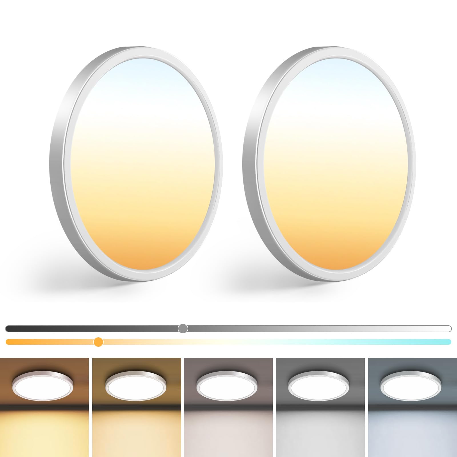 zemty 4Pack LED Flush Mount Ceiling Light, 12 Inch 24W Dimmable Round Ceiling Fixture, Black Low Profile Hardwired Ceiling Lamp for Bedroom, Kitchen, Hallway & Bathroom