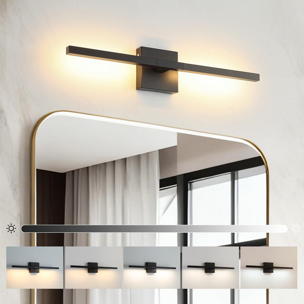 Brushed Gold Vanity Light 16 Inch Modern Bathroom Light Fixtures 14W Wall Vanity Lamp Over Mirror, Dimmable 5CCT LED Wall Sconce for Bedroom Cabinets UL Certificated